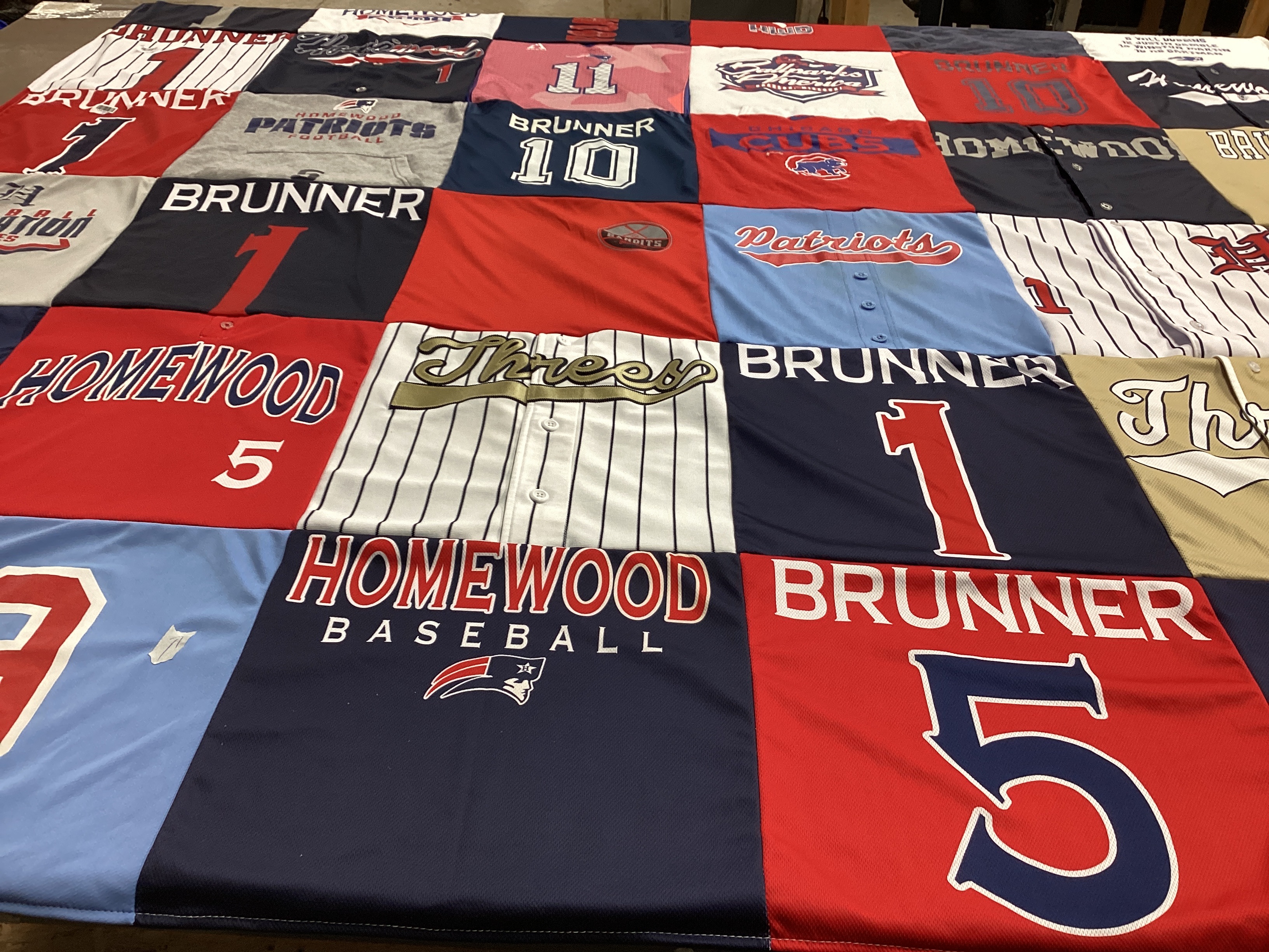 T-shirt quilt with sports, baseball themes by Melissa from AL