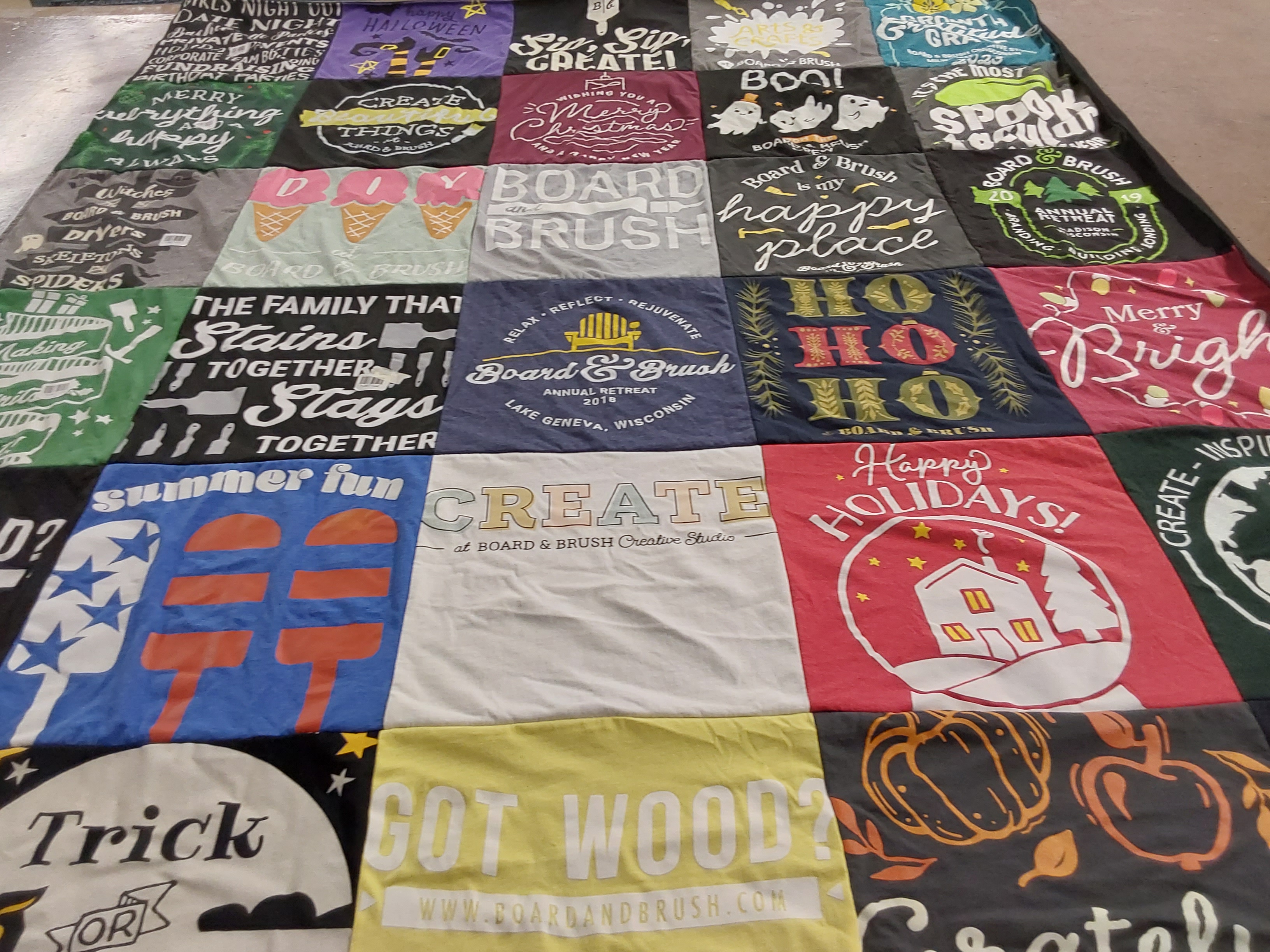 T-shirt quilt with crafting, painting themes by Kelly from WI