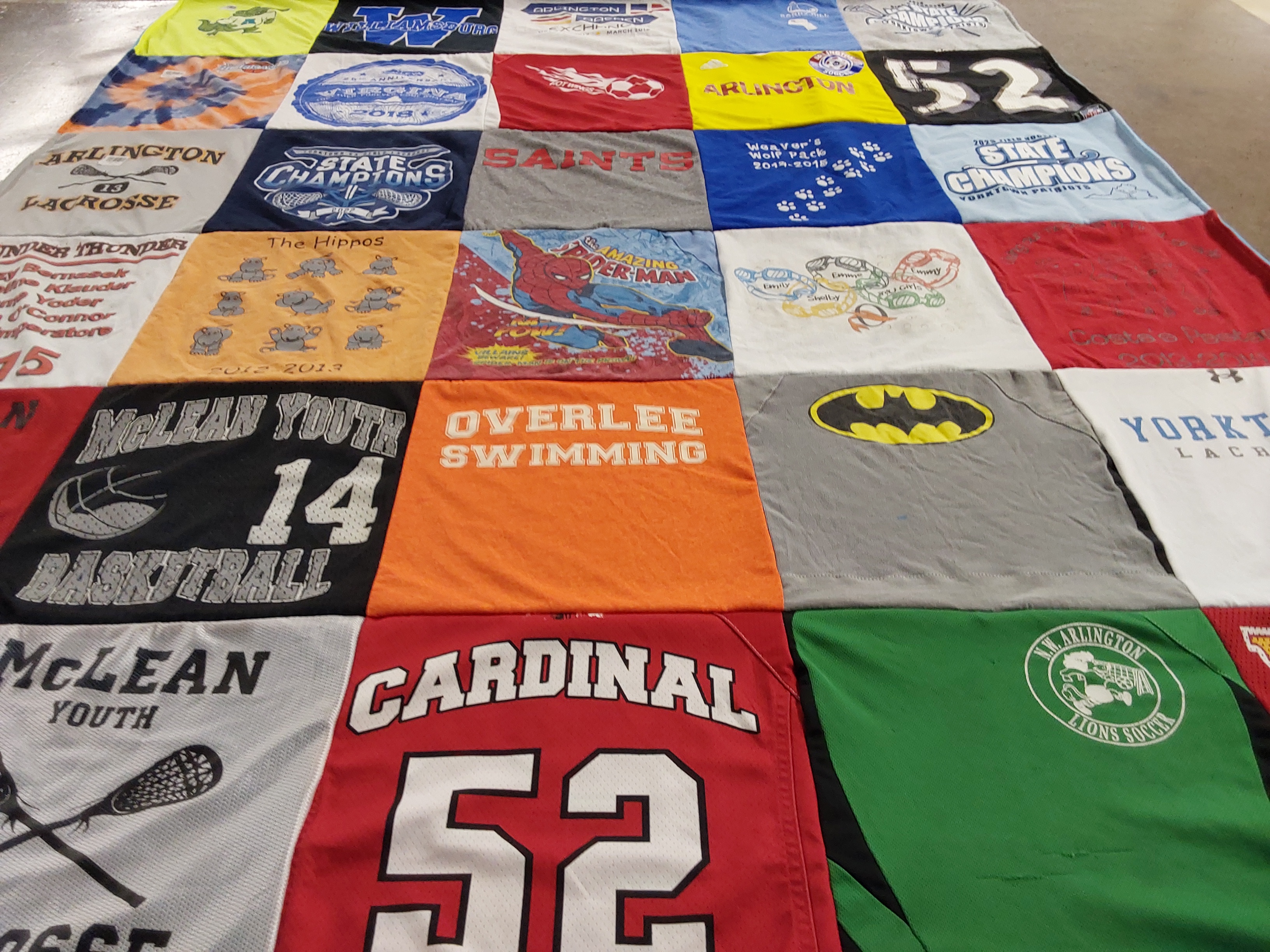 T-shirt quilt featuring yorktown high school lacrosse, mclean youth basketball by Beth from VA