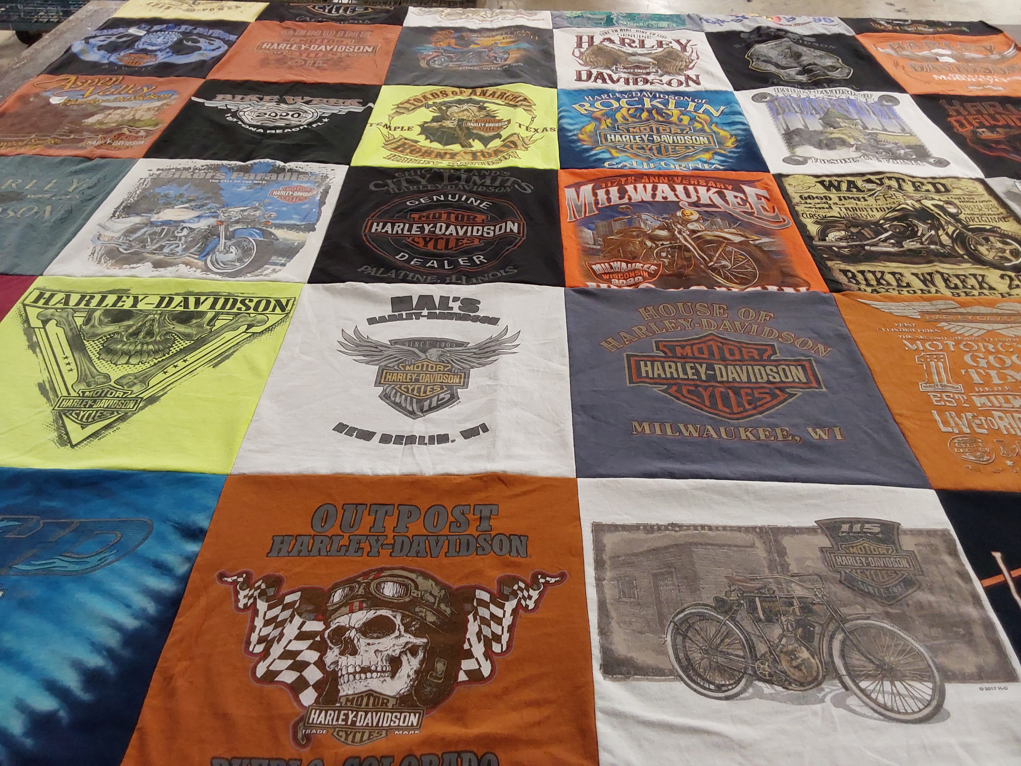 T-shirt quilt with motorcycles, biking themes by James from TX