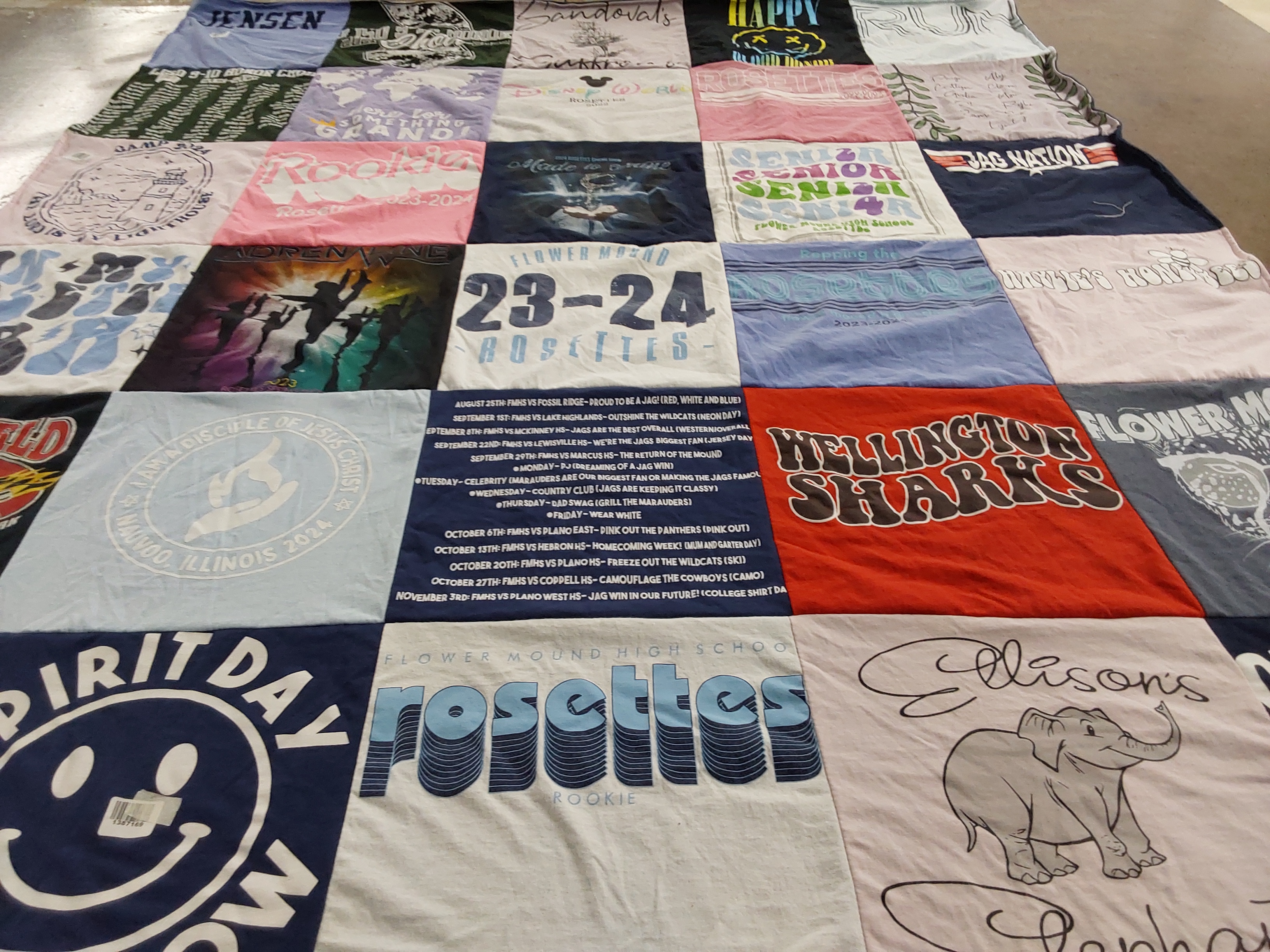 T-shirt quilt featuring hellington sharks, the cowboys by Erin from GA