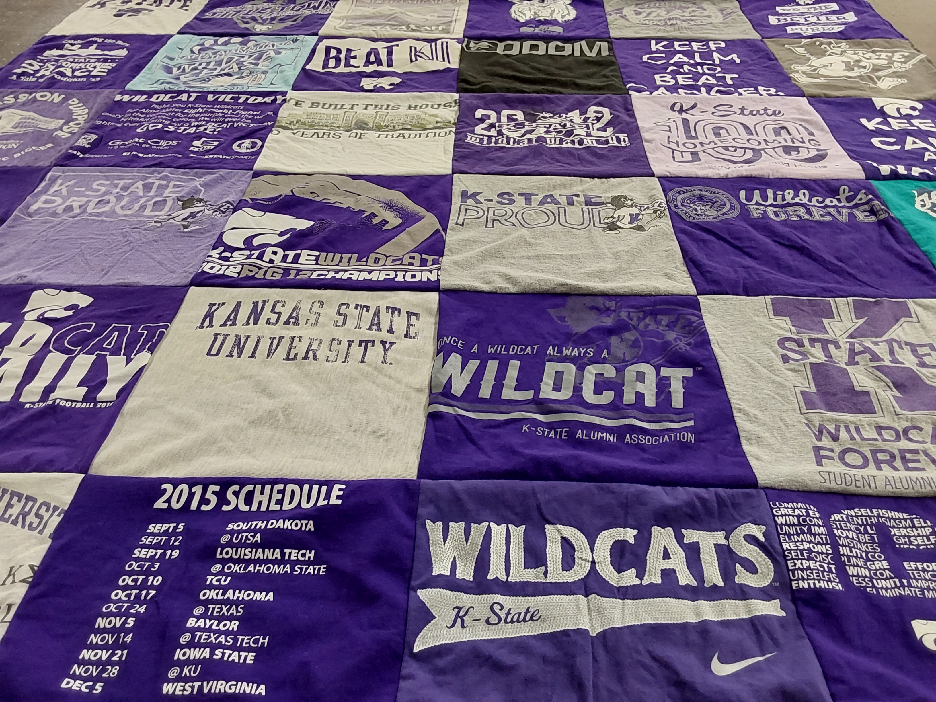 T-shirt quilt featuring kansas state wildcats by Kylie from CO