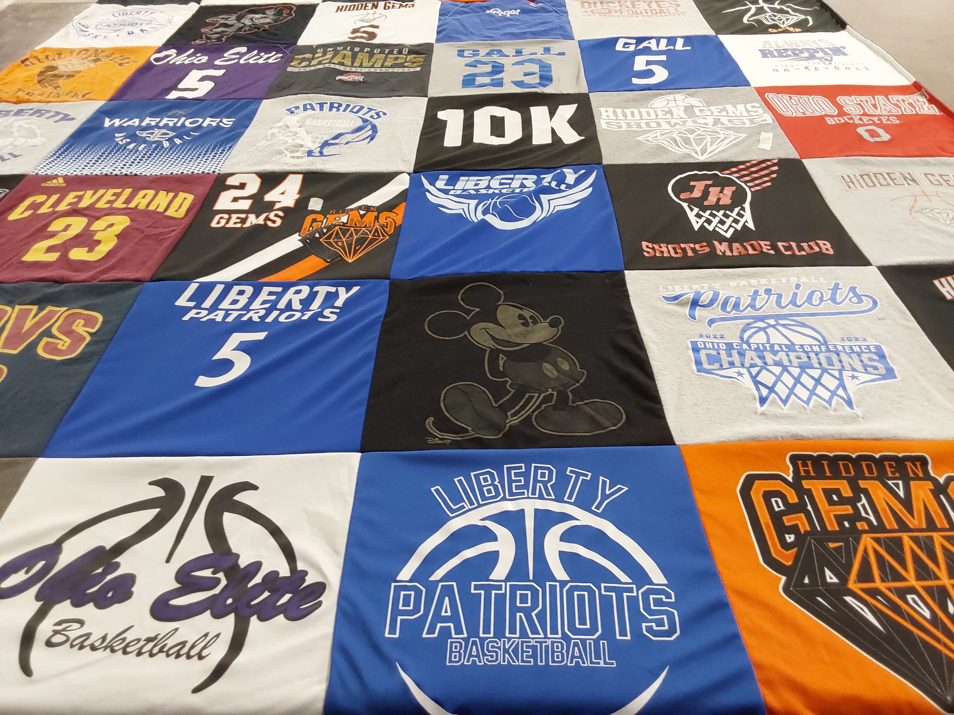 T-shirt quilt featuring patriots basketball, ohio elite by Heather from OH