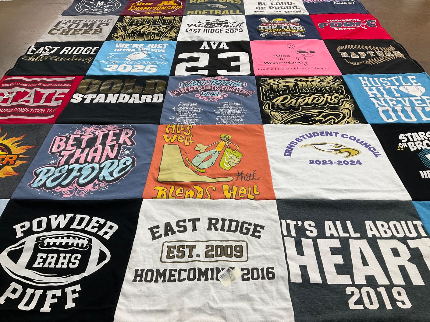 T-shirt quilt featuring east ridge raptors by Michelle from MN