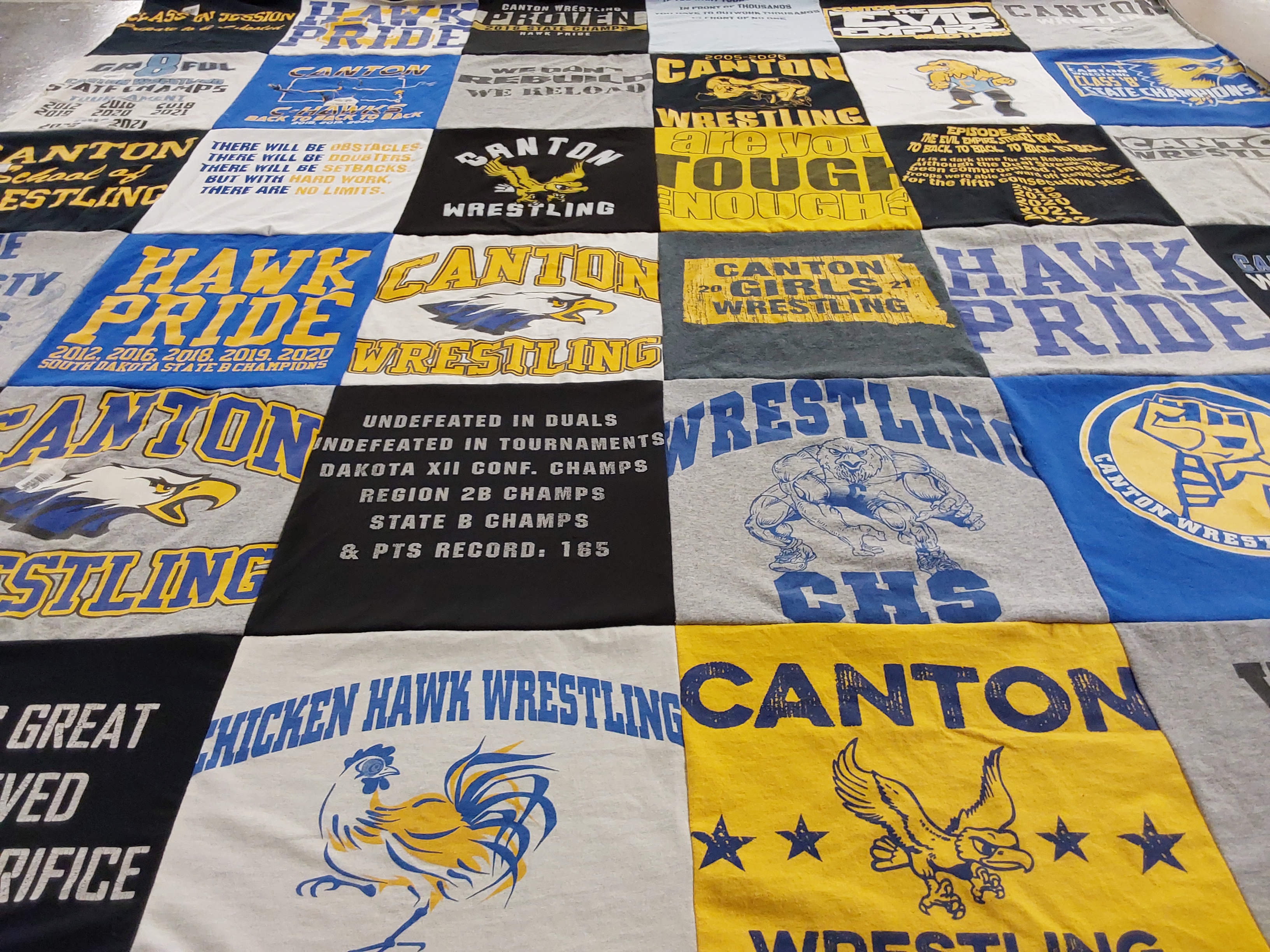 T-shirt quilt featuring canton girls wrestling, canton wrestling by Jeremy from SD