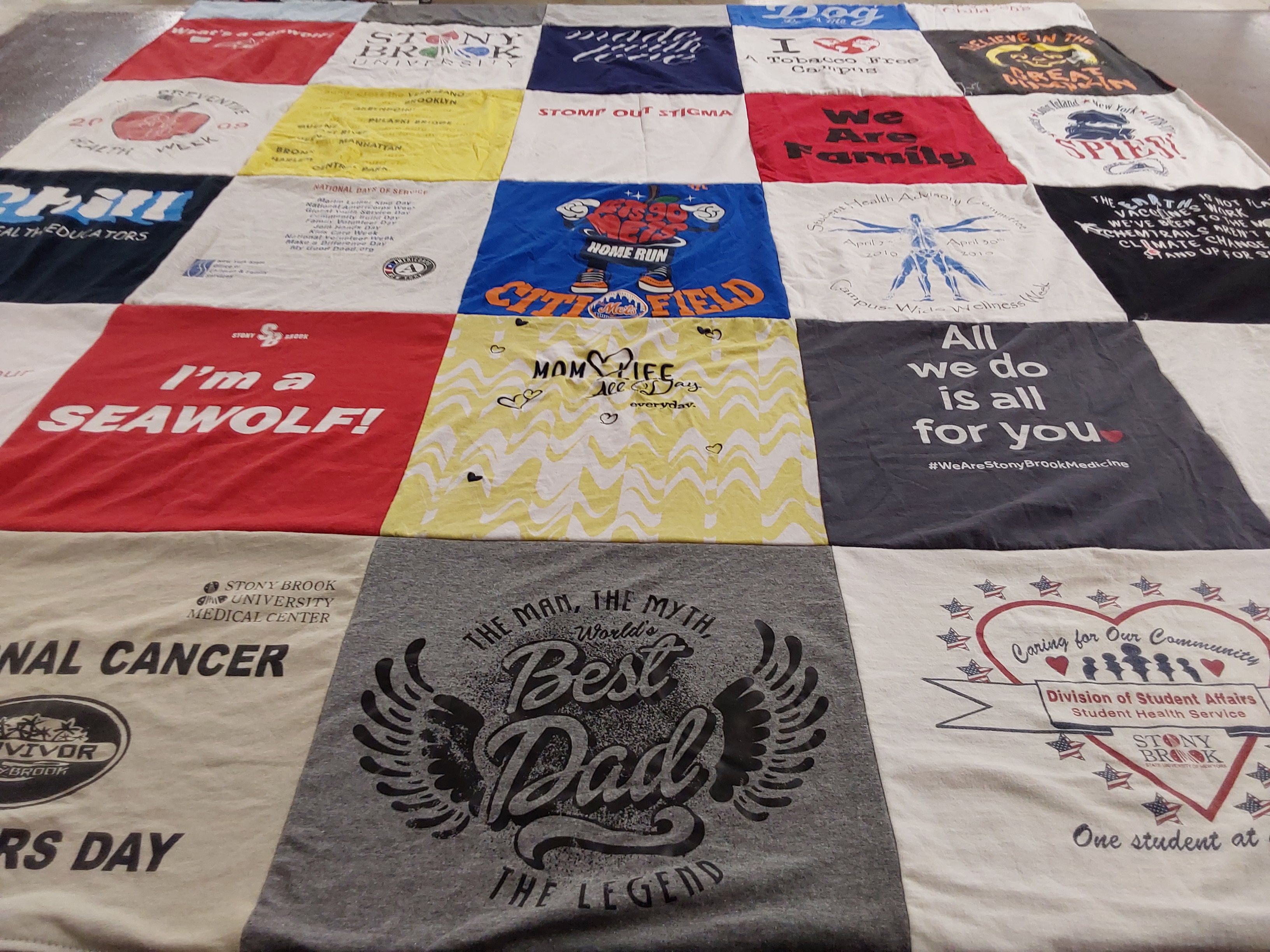 T-shirt quilt featuring stony brook seawolves by Kathleen from NY
