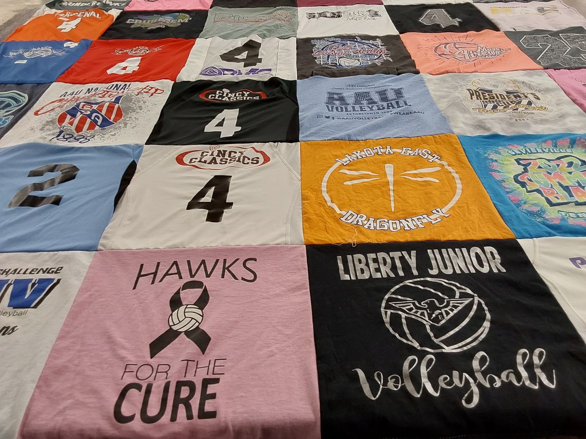 T-shirt quilt featuring liberty junior volleyball by Victoria from OH