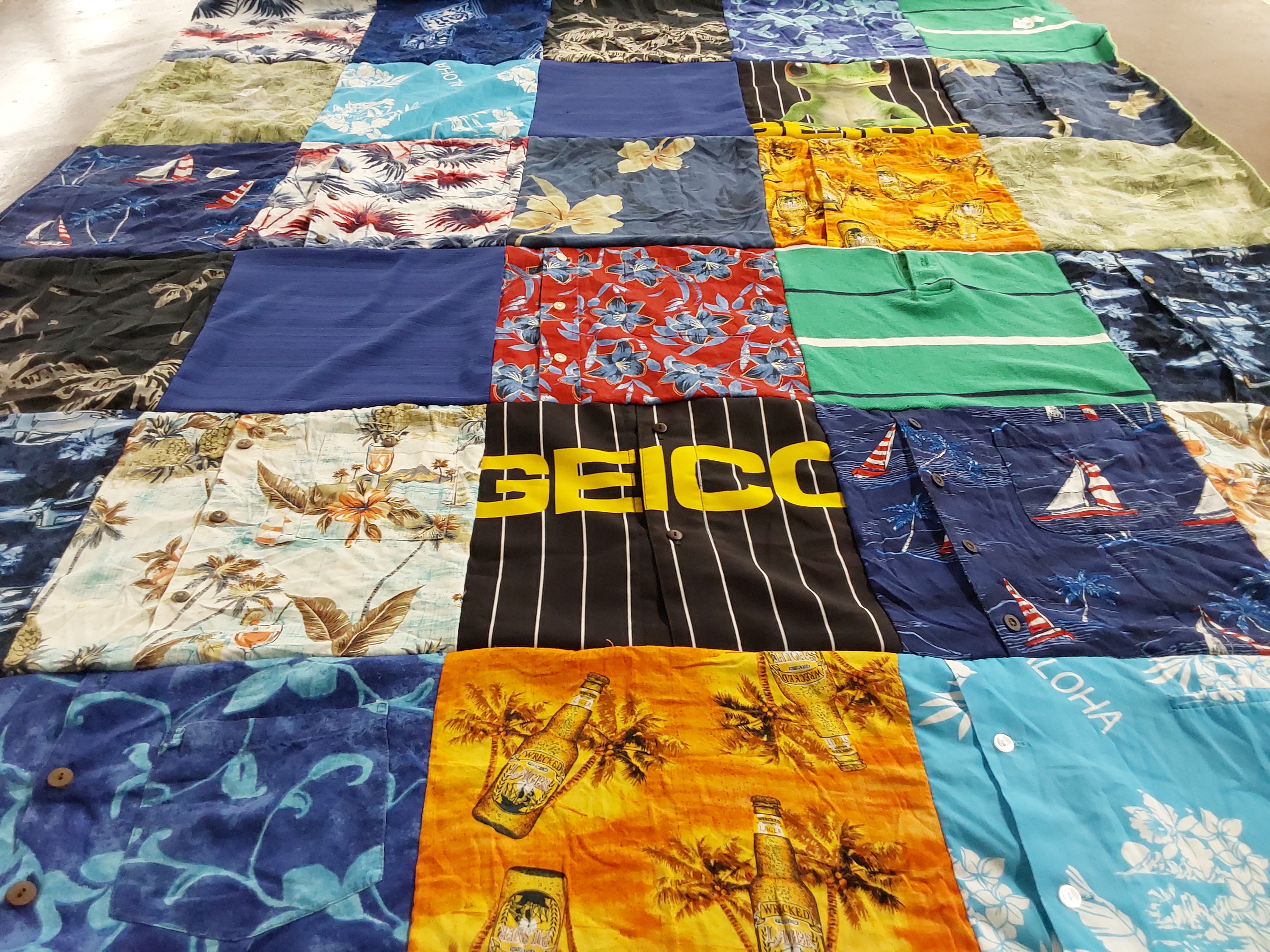 T-shirt quilt with beach, tropical themes by Cassandra from WI