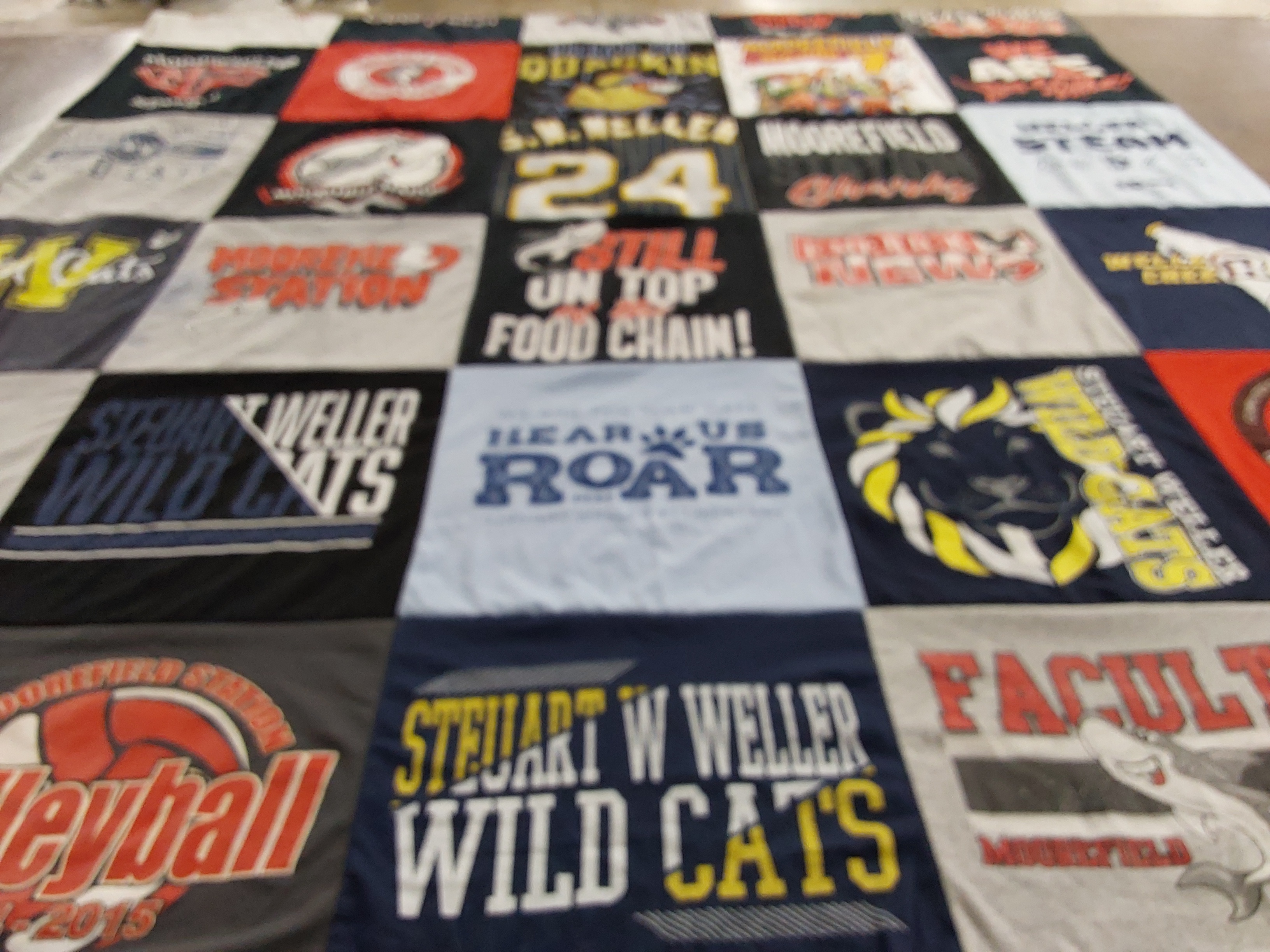 T-shirt quilt featuring stewart weller wildcats by Katy from VA