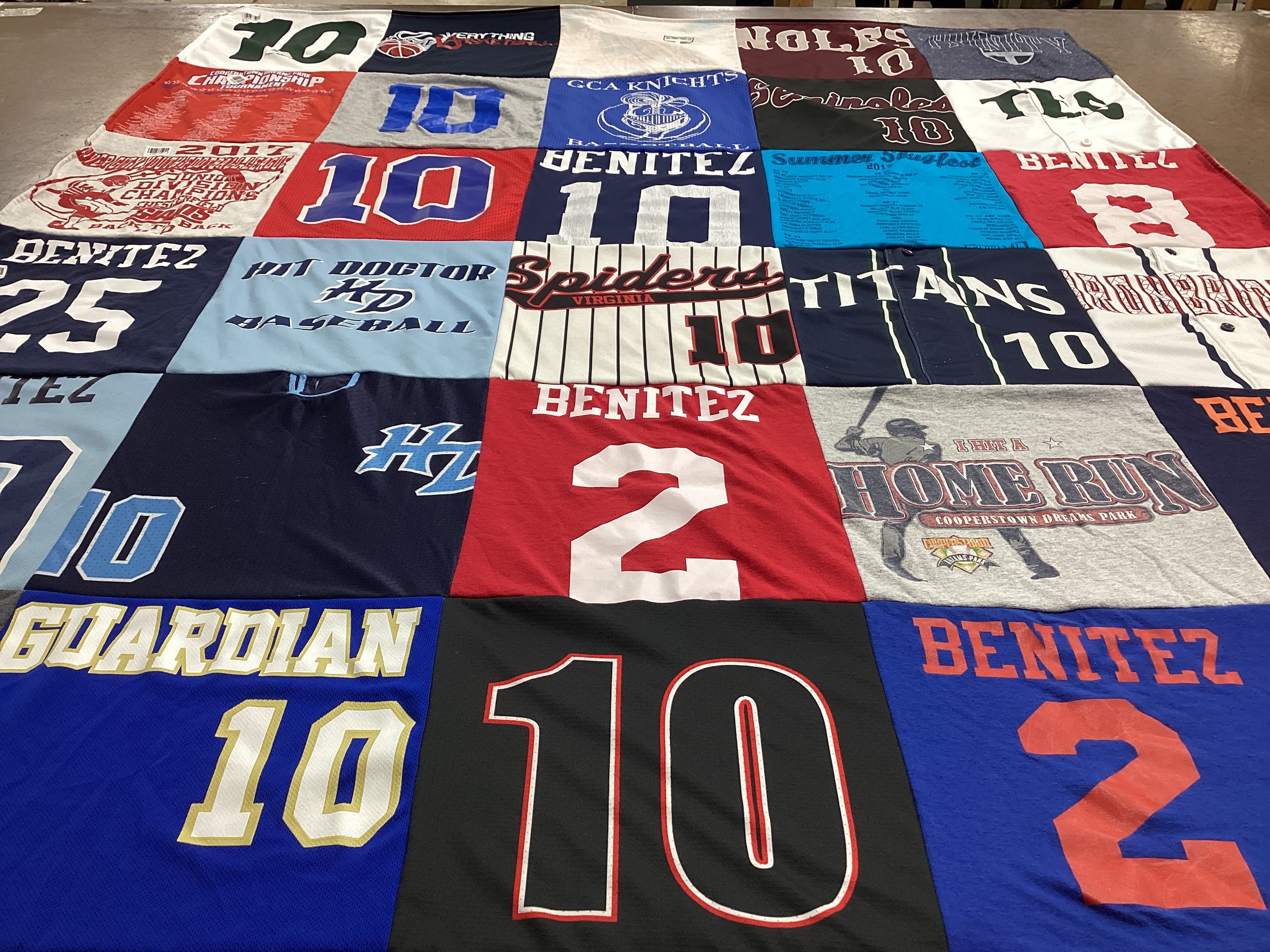 T-shirt quilt with baseball, sports themes by Jennifer from VA