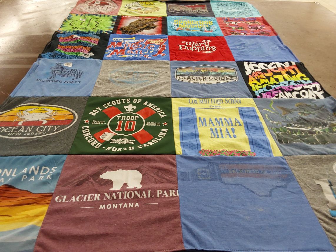 T-shirt quilt from cox mill high school by Emily from NC