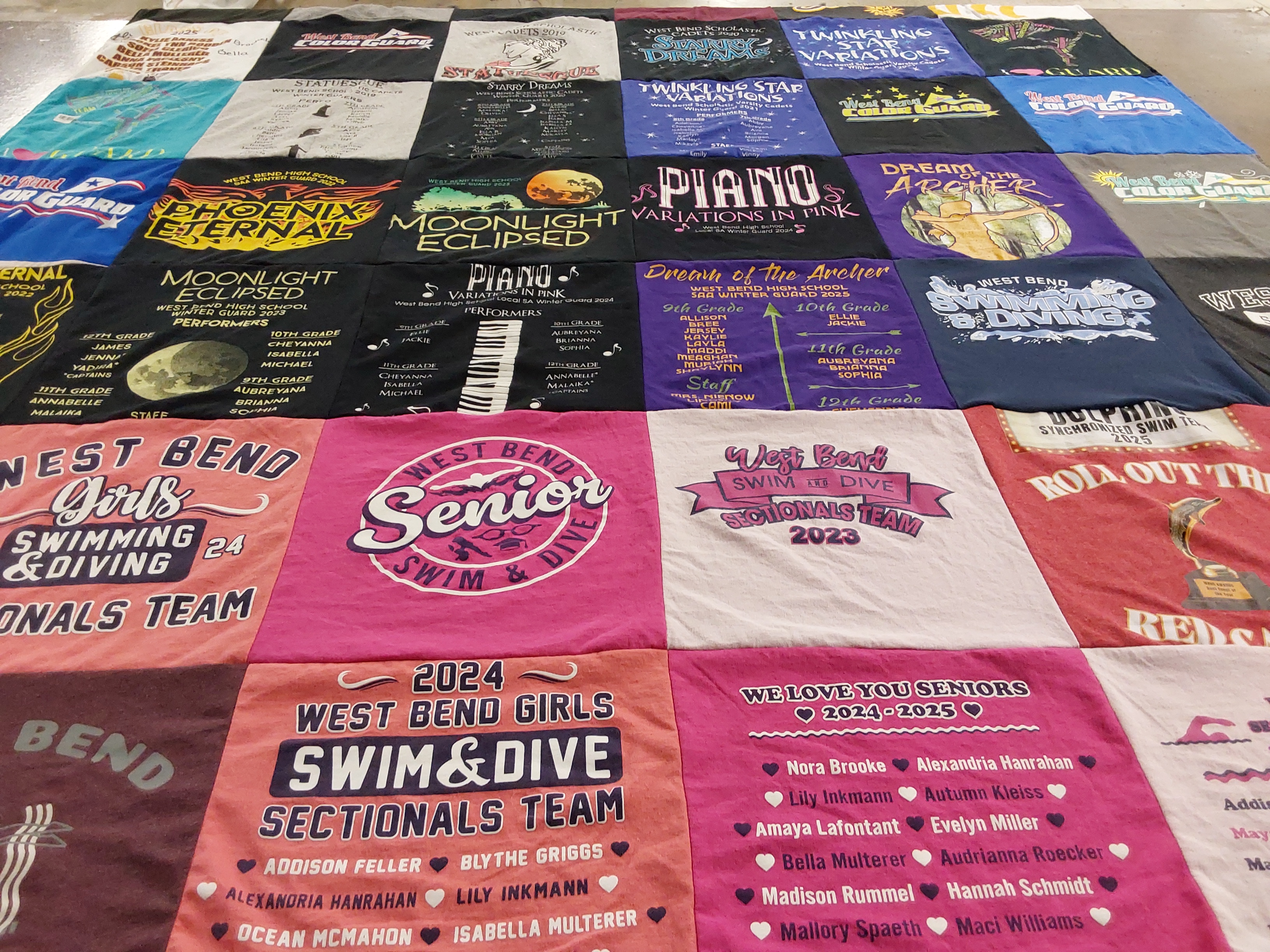 T-shirt quilt featuring west bend girls swim & dive by Nicole from WI