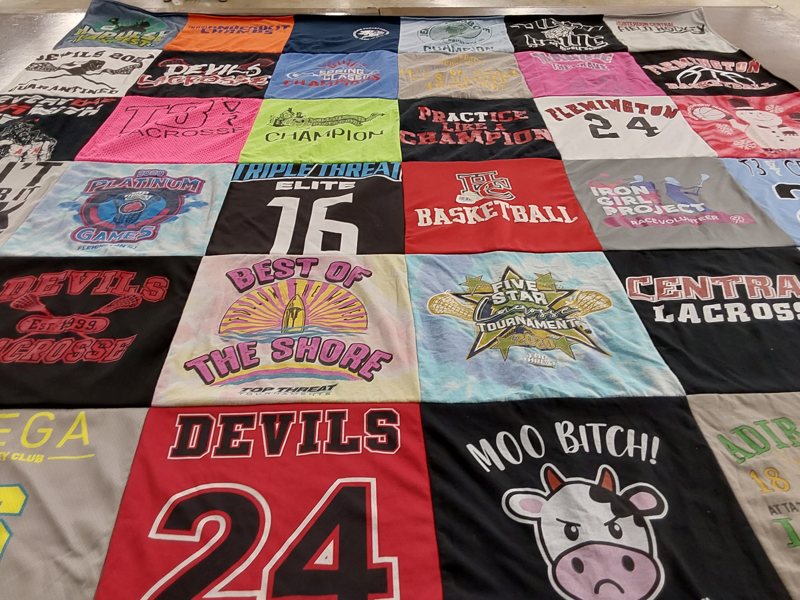 T-shirt quilt featuring devils lacrosse, devils basketball by Michele from NJ