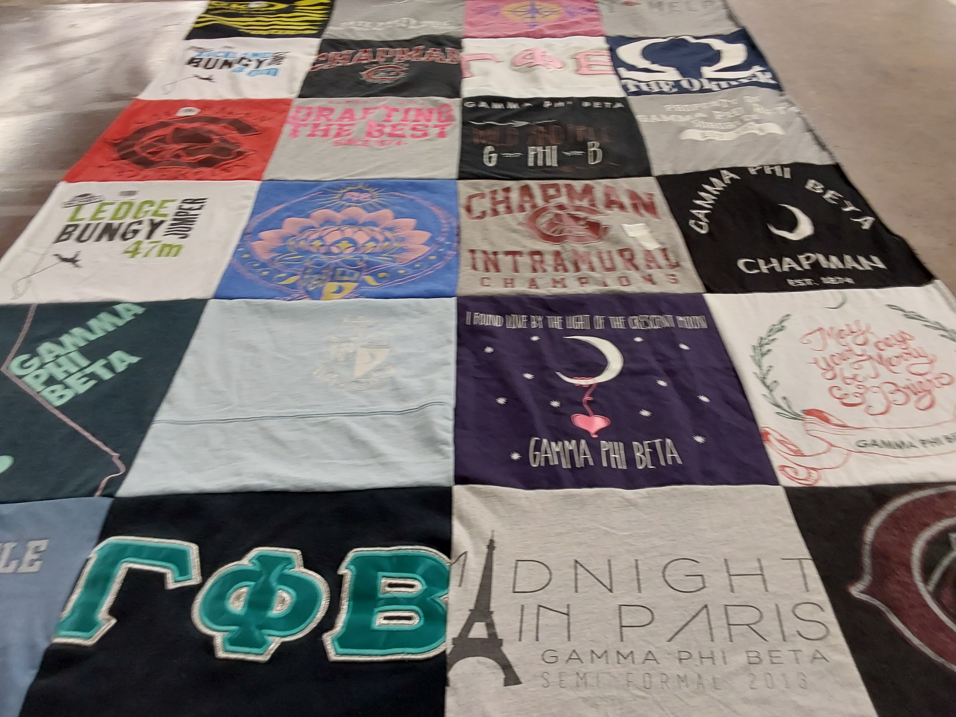 T-shirt quilt from chapman university by Charlene from CA