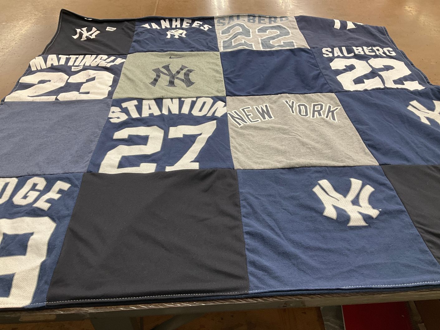 T-shirt quilt with baseball, sports themes by Christopher from ND