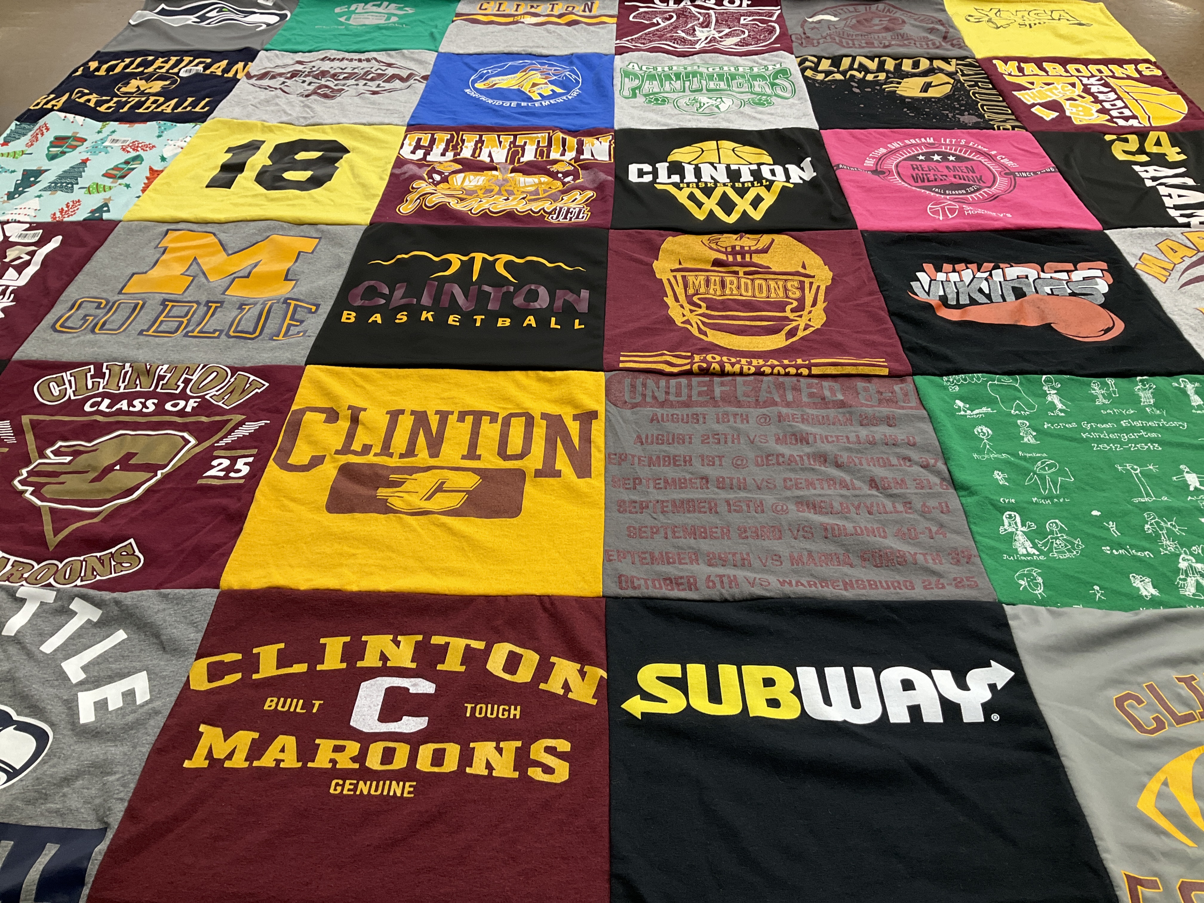 T-shirt quilt featuring clinton maroons by Tisha from IL