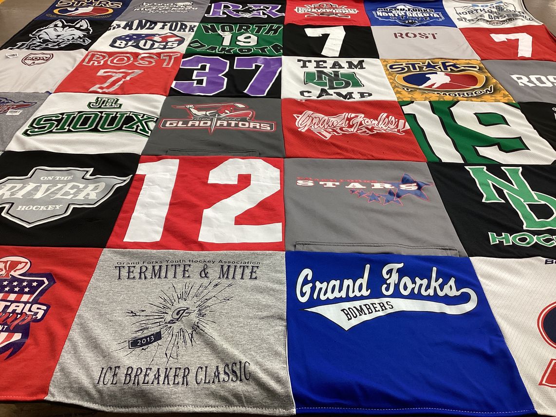 T-shirt quilt featuring grand forks bombers, north dakota hockey by Michelle from ND