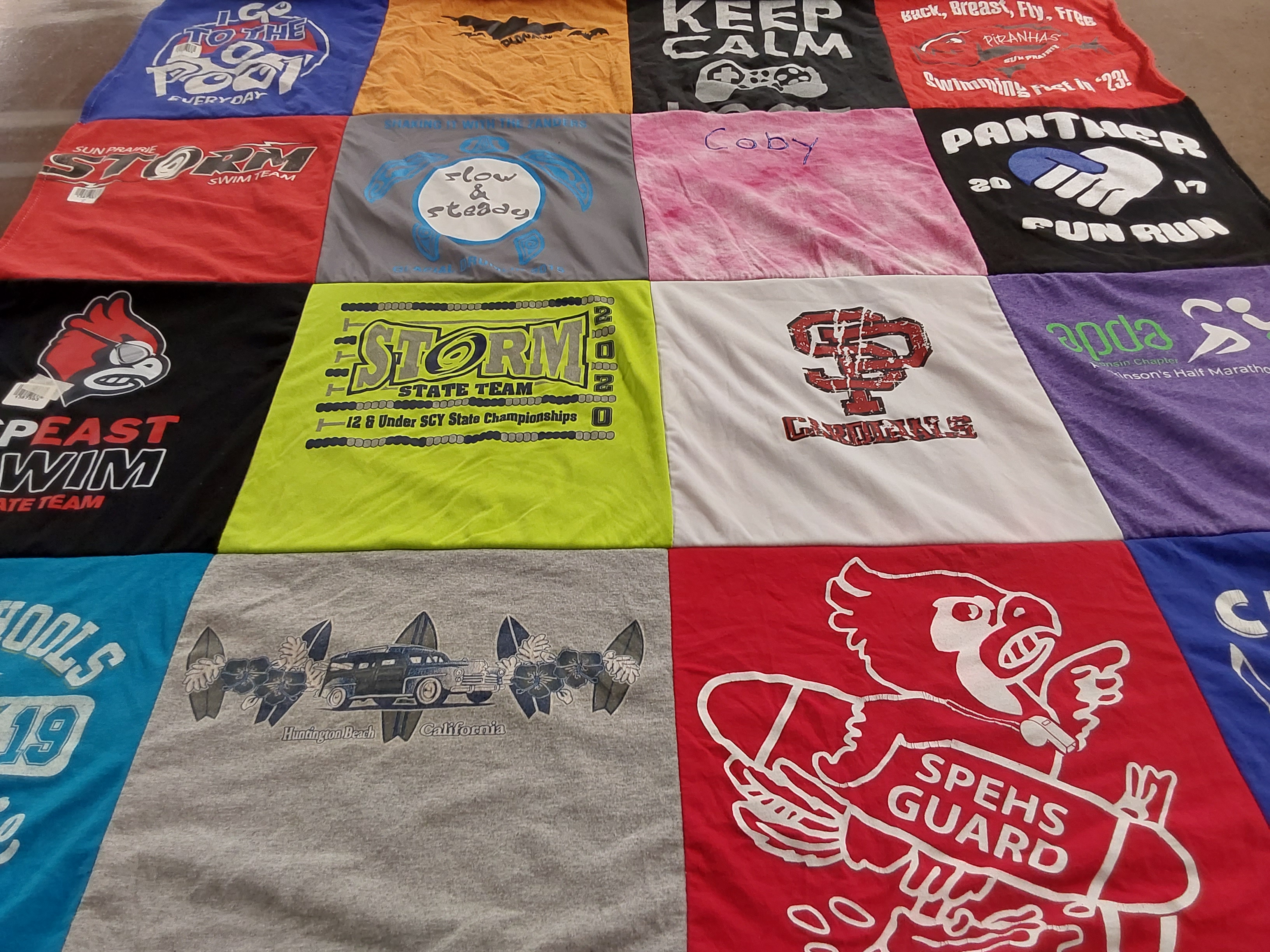 T-shirt quilt featuring huntington beach high school by Marnie from WI