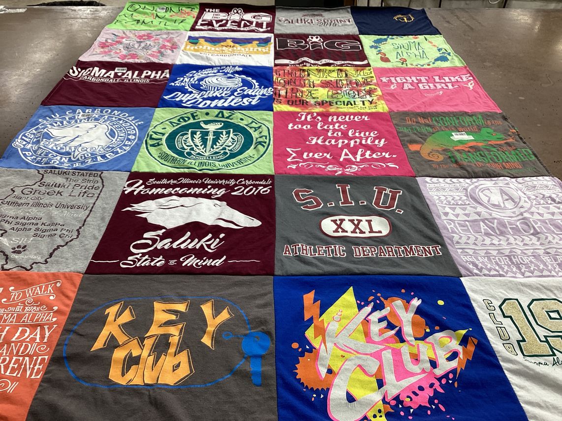 T-shirt quilt from southern illinois university by Tabitha from IN