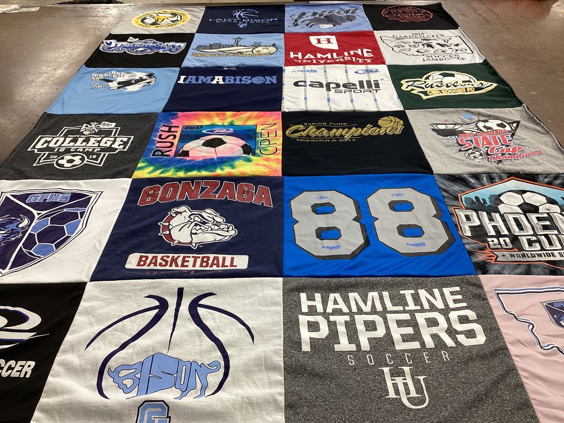 T-shirt quilt featuring hamline university soccer, gonzaga university basketball by Amber from MT