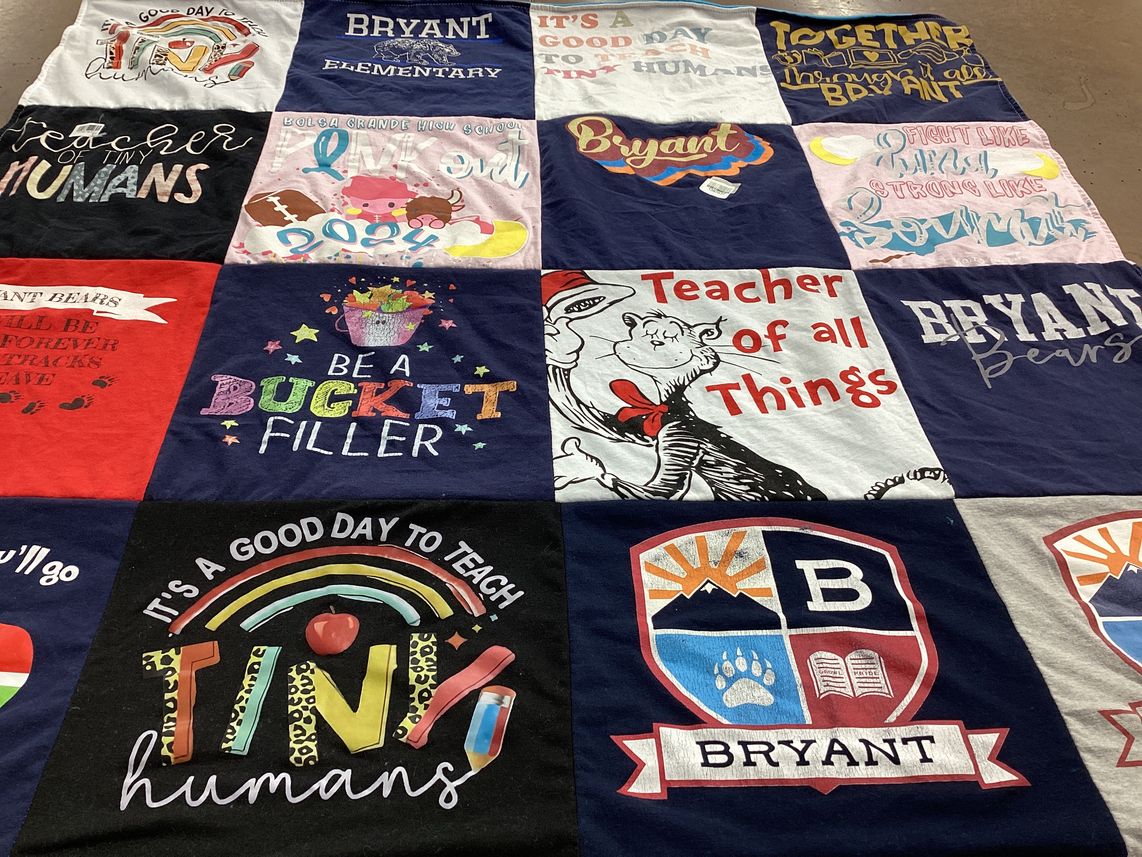 T-shirt quilt featuring bryant bears by Bacon-Martinez, from CA
