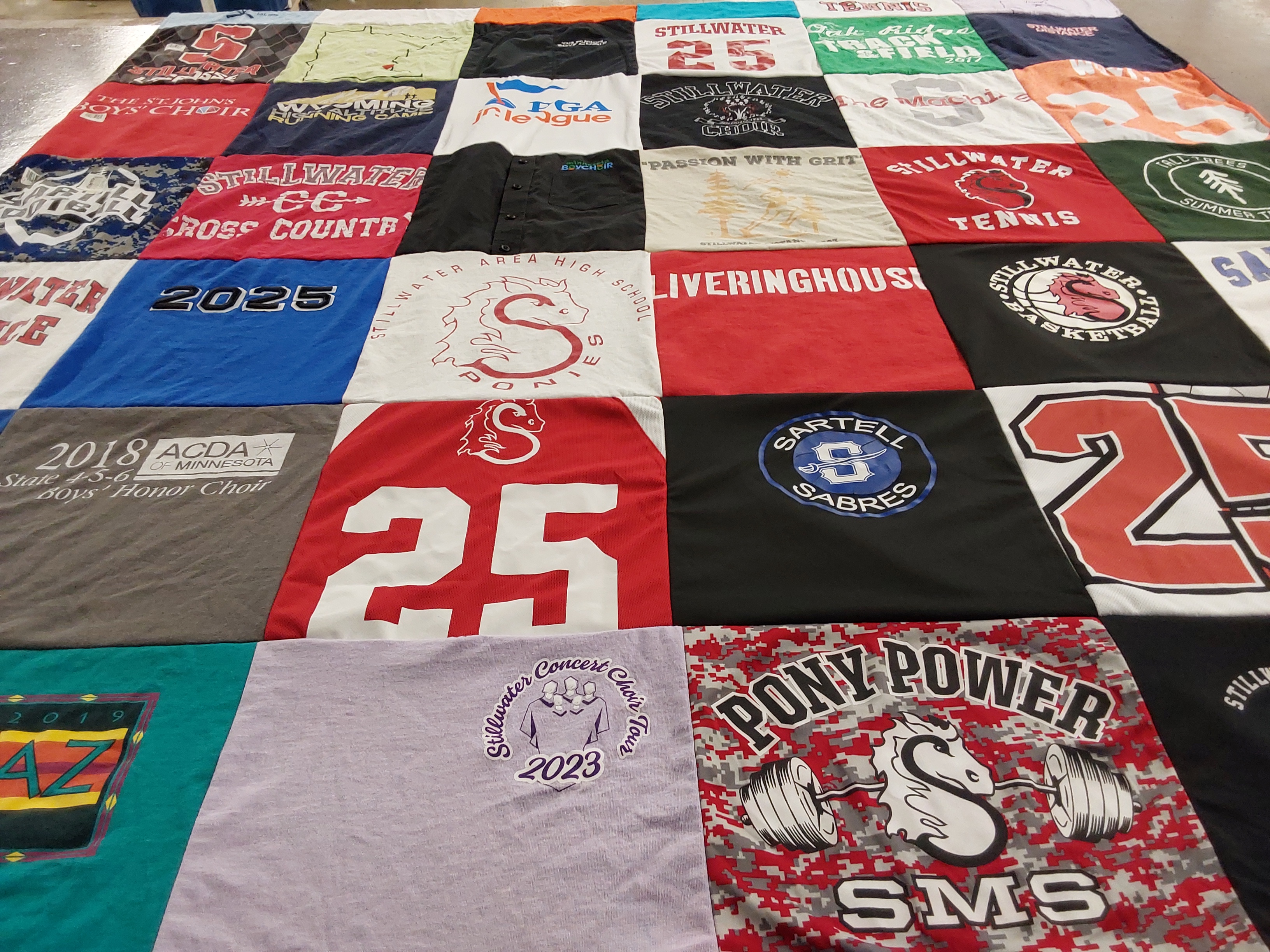 T-shirt quilt featuring stillwater area high school basketball, sartell high school by Sarah from MN