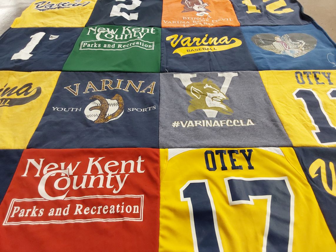 T-shirt quilt featuring varina baseball team by Rebecca from VA
