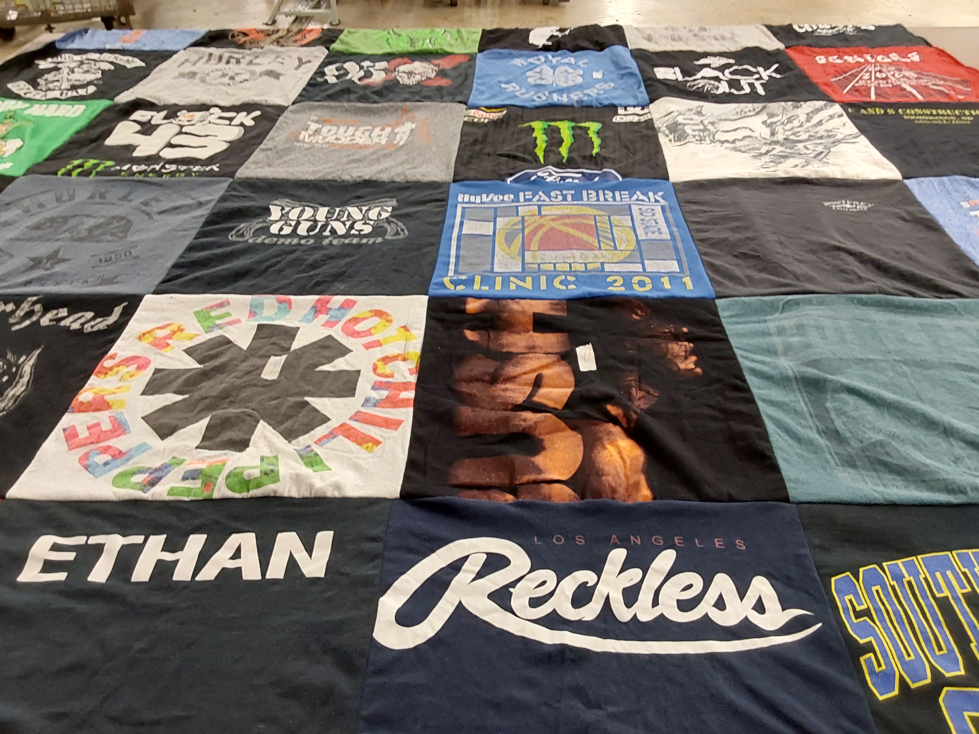 T-shirt quilt from south high school by Jonna from WI