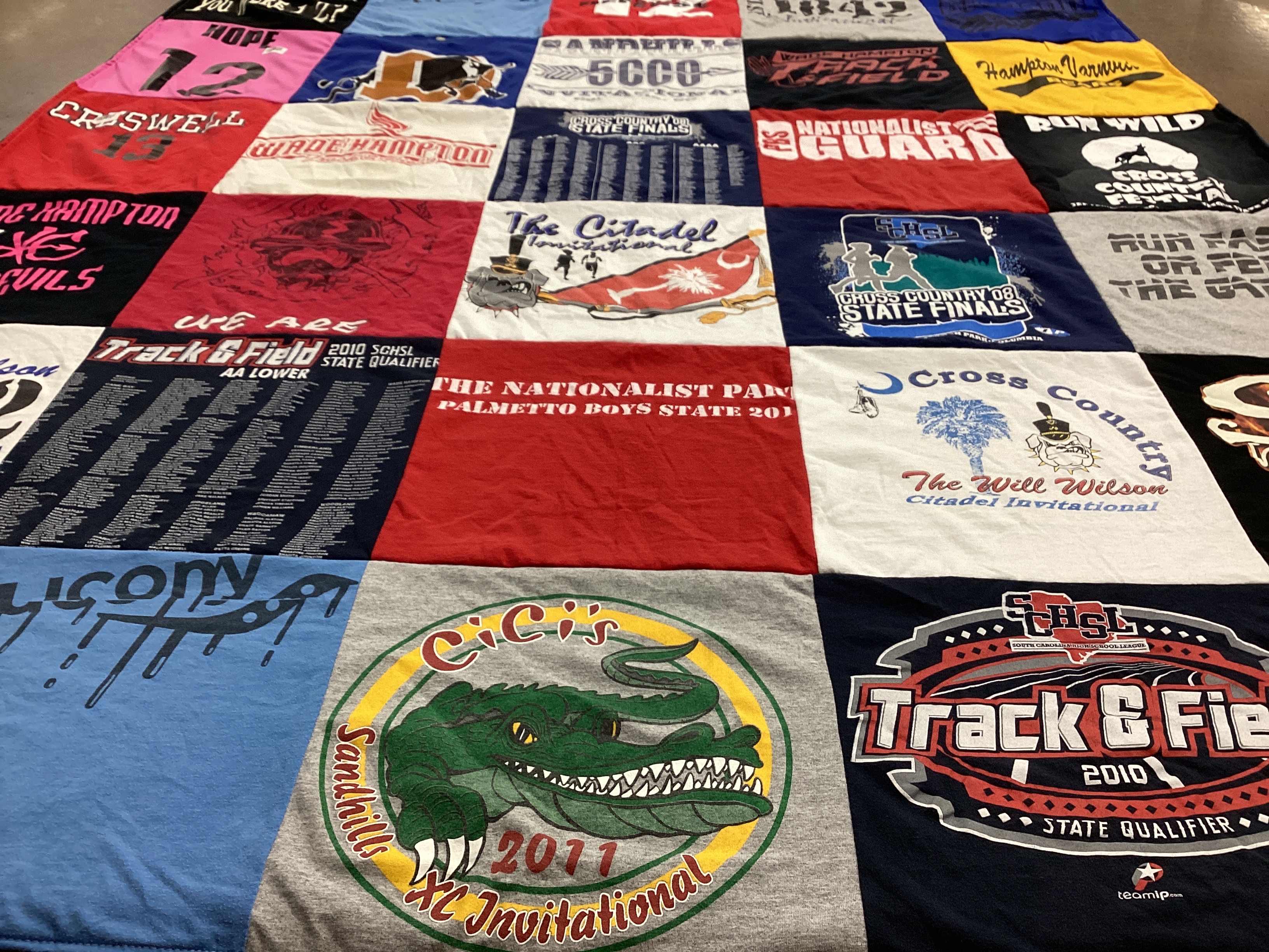 T-shirt quilt featuring hamilton barn, wade hampton high school by Donna from SC