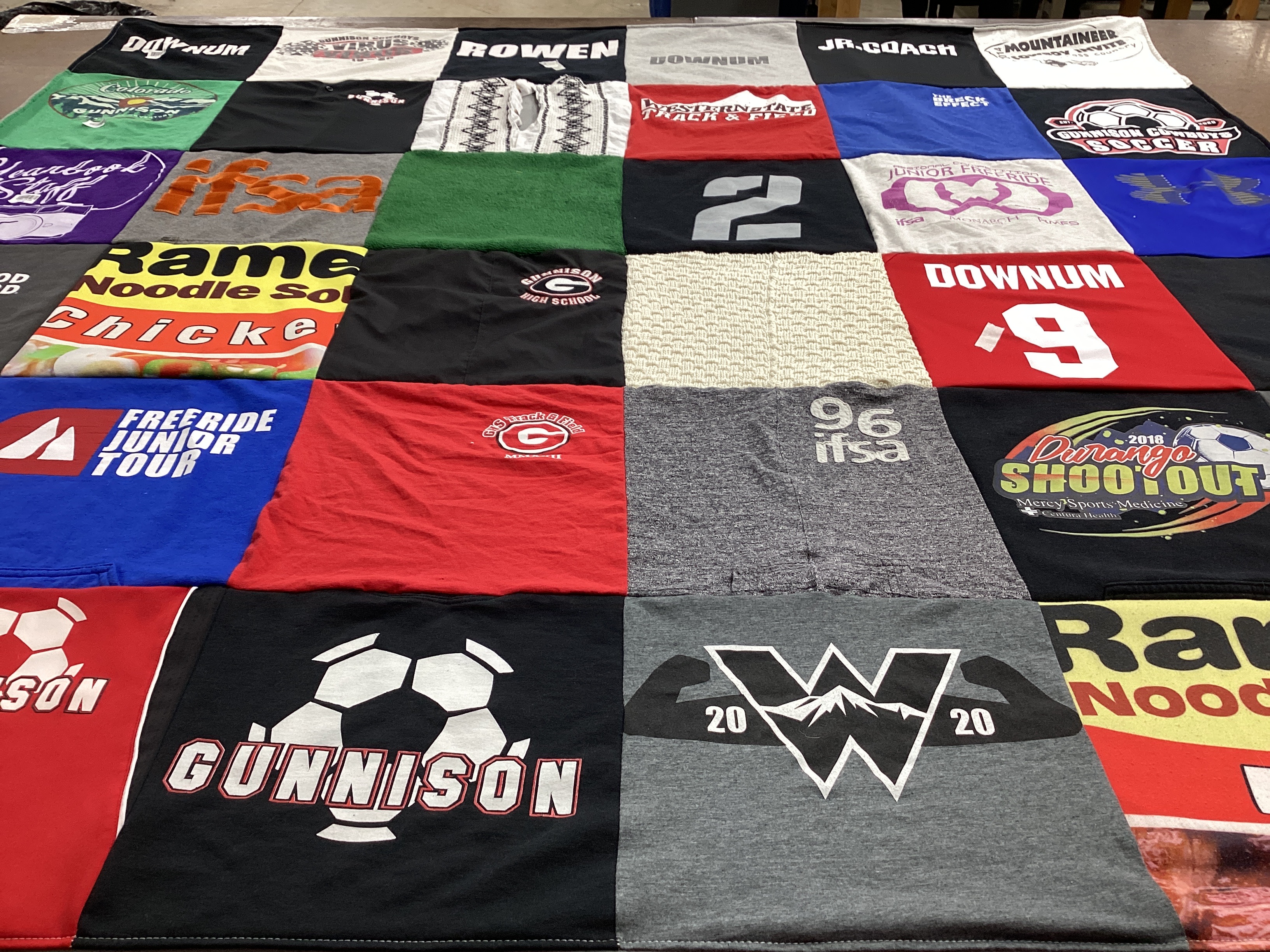 T-shirt quilt featuring junior freeriders, gunnison soccer by Kelly from CO