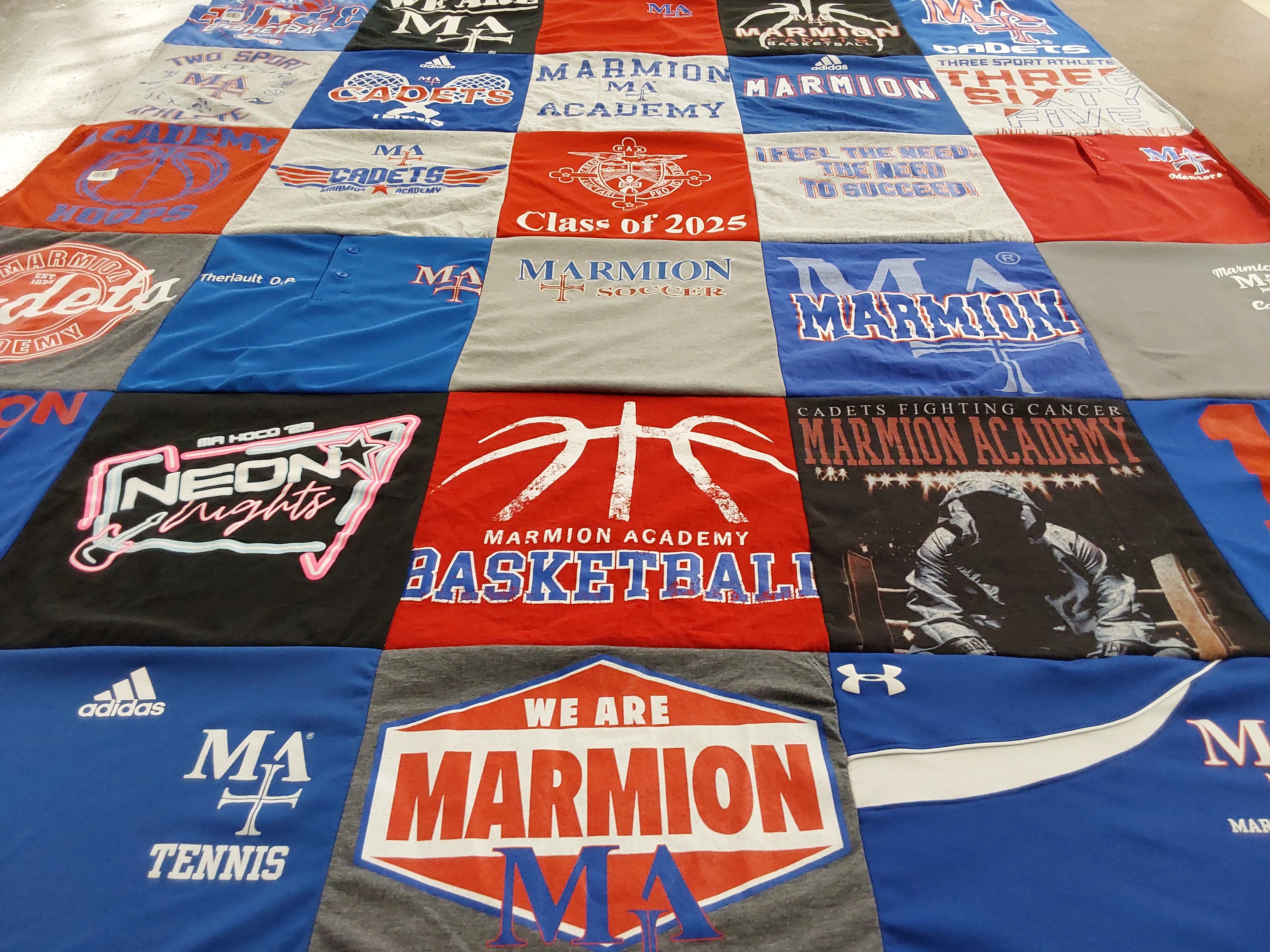 T-shirt quilt featuring marmion academy, marmion cadets by Sara from IL