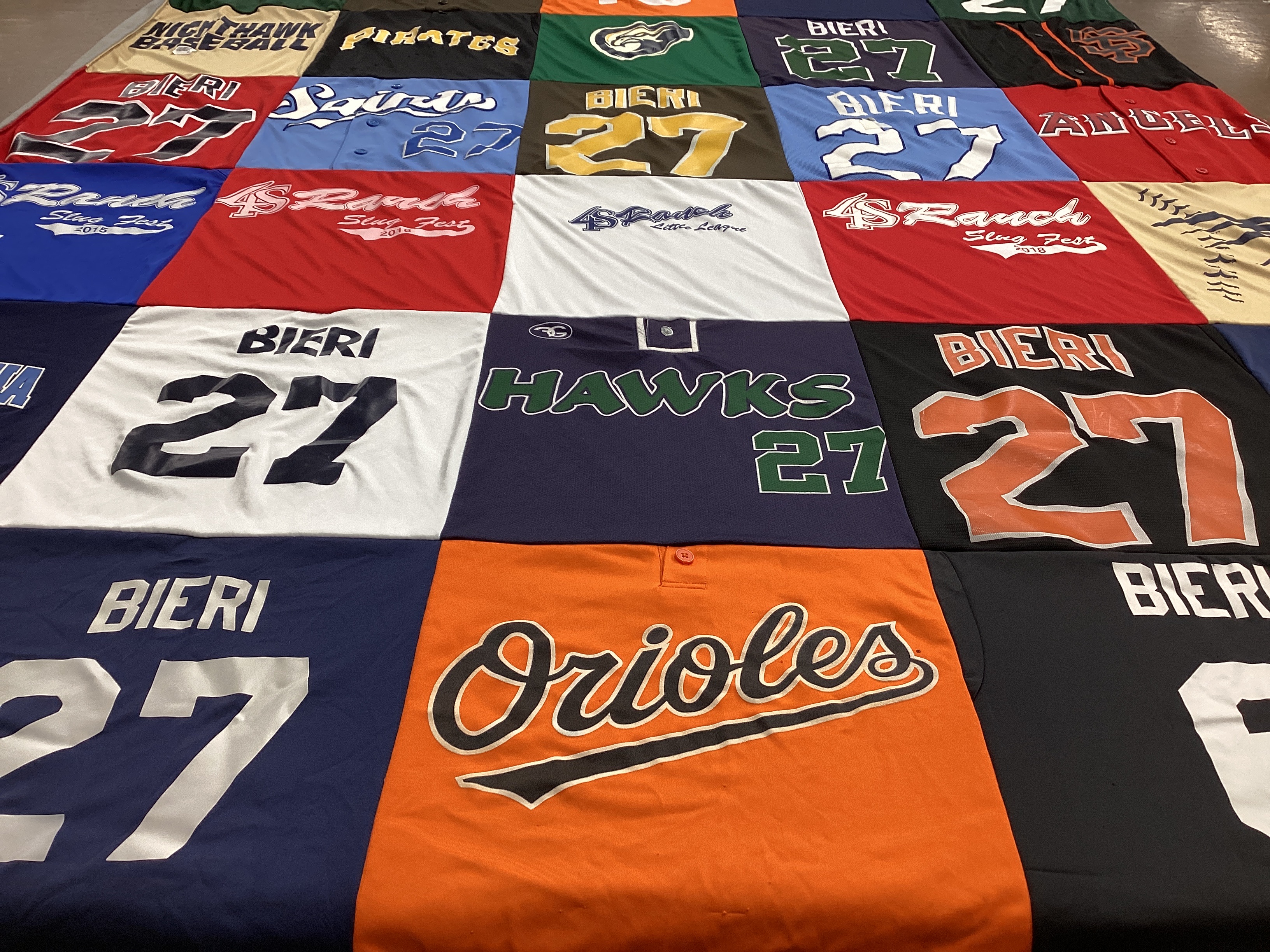 T-shirt quilt with baseball themes by Melissa from CA