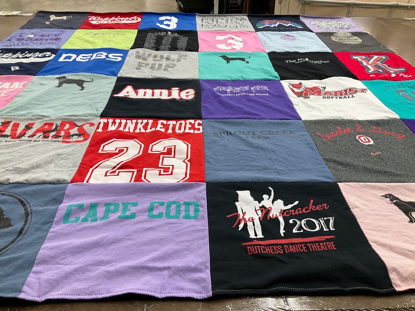 T-shirt quilt featuring softball by Kim from NY