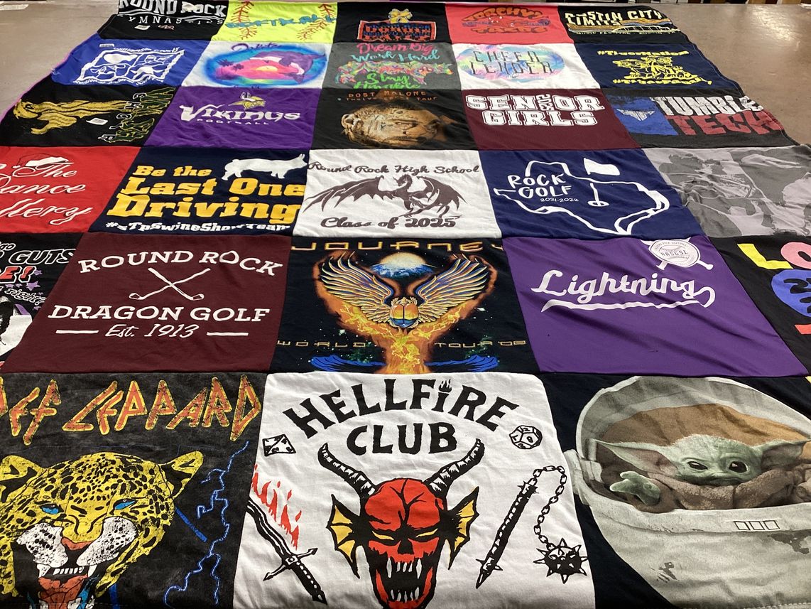 T-shirt quilt featuring vikings by Monte from TX