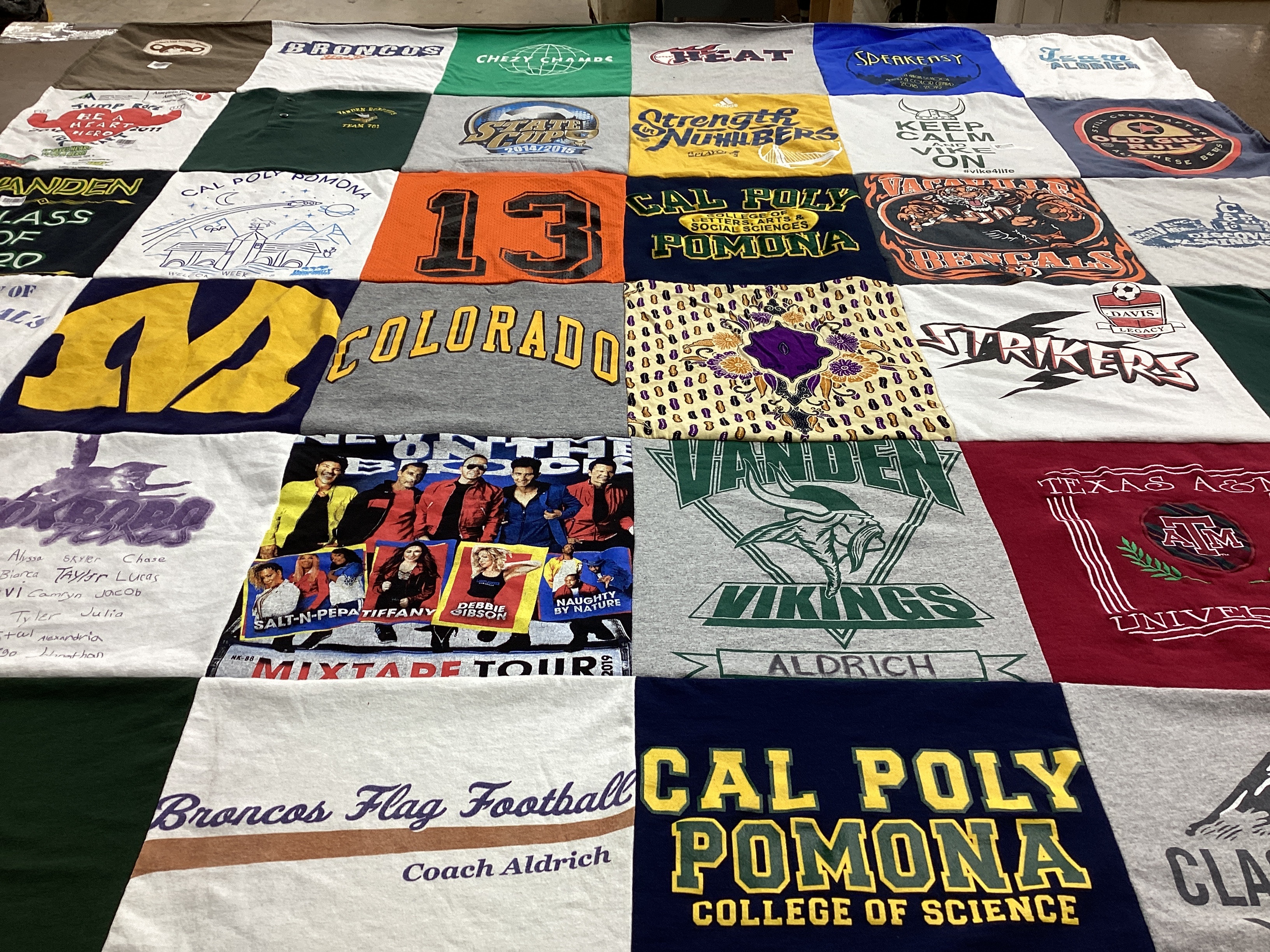 T-shirt quilt featuring vanden vikings, bengals by Bernadette from CA