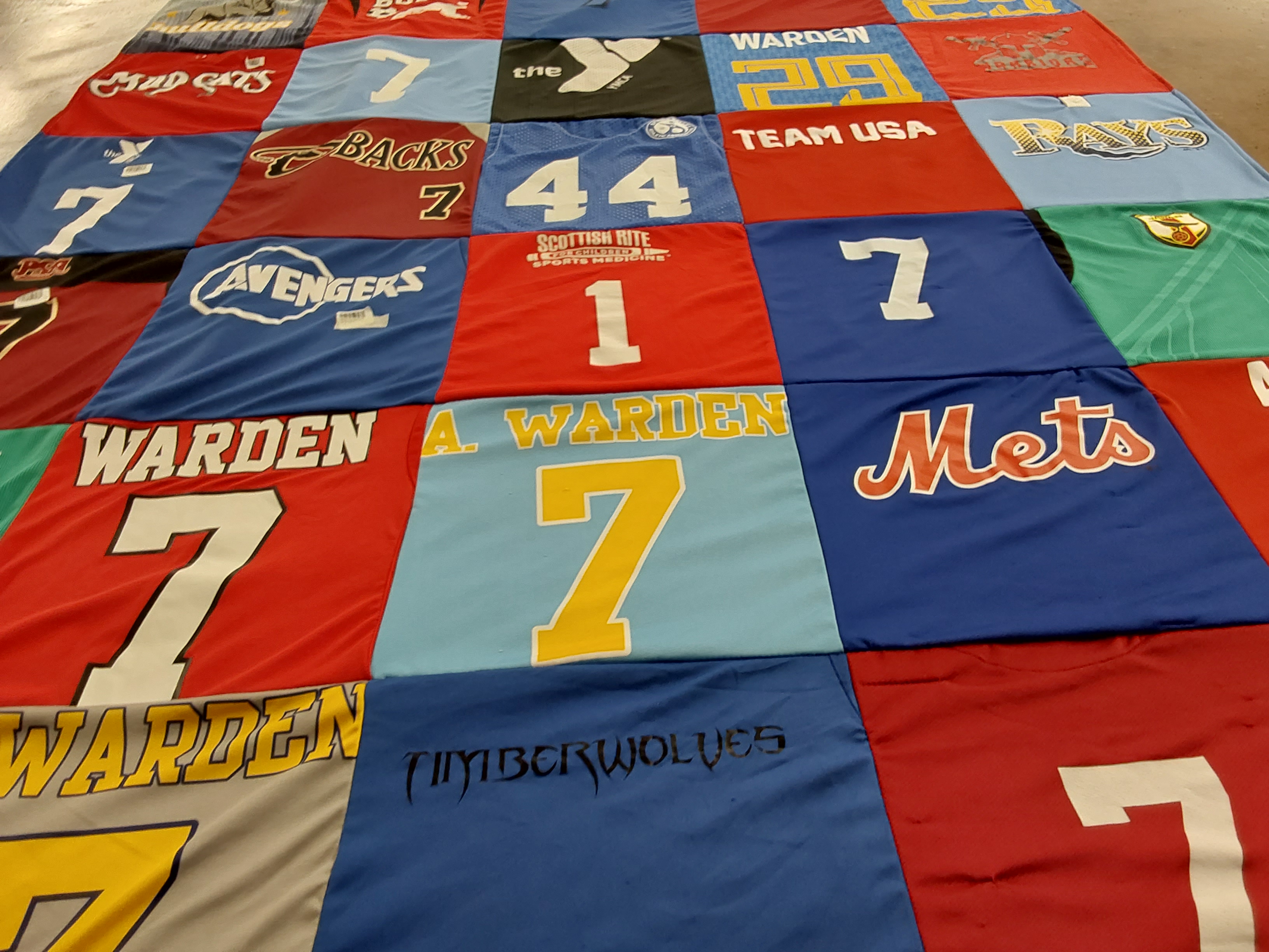 T-shirt quilt featuring timberwolves by Sandra from TX