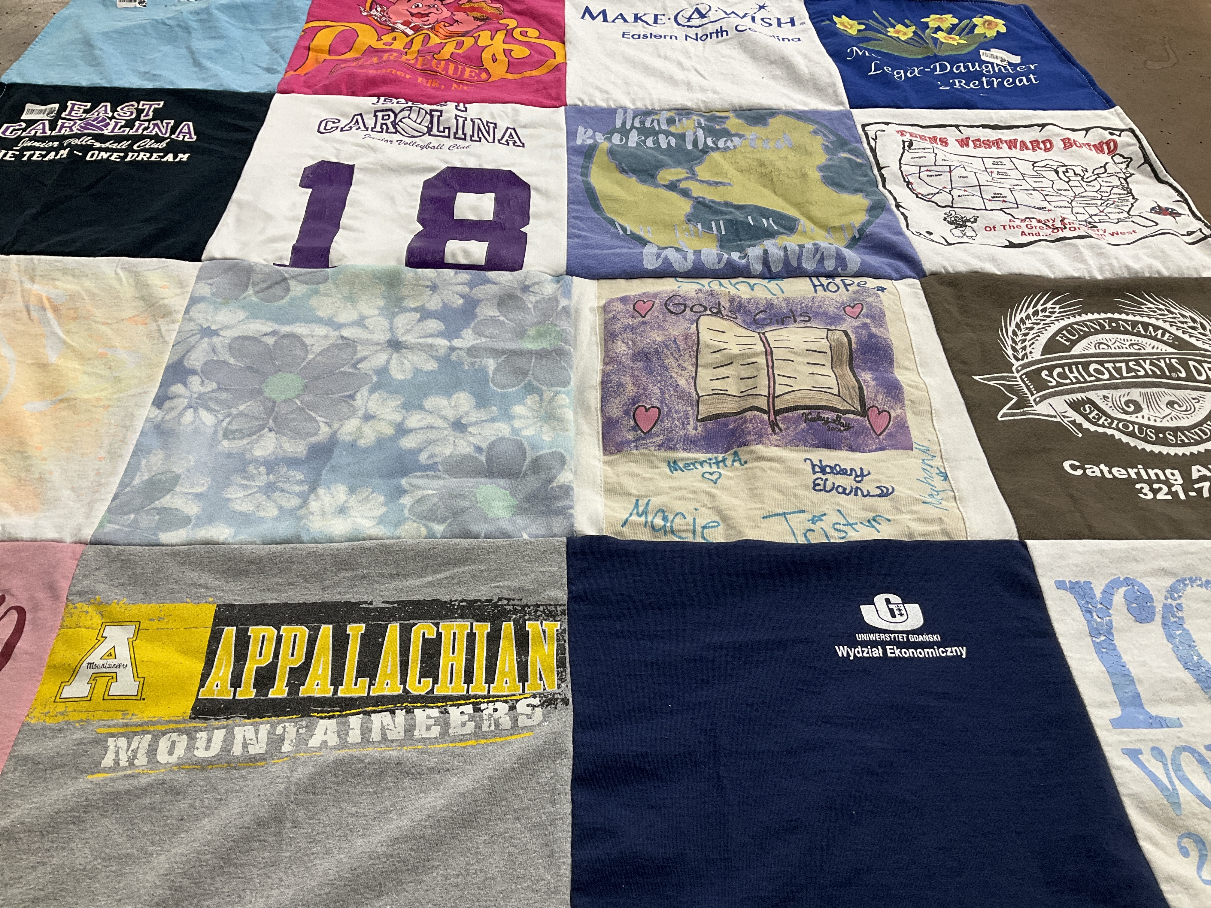 T-shirt quilt featuring appalachian state university, east carolina university by Kelly from NC