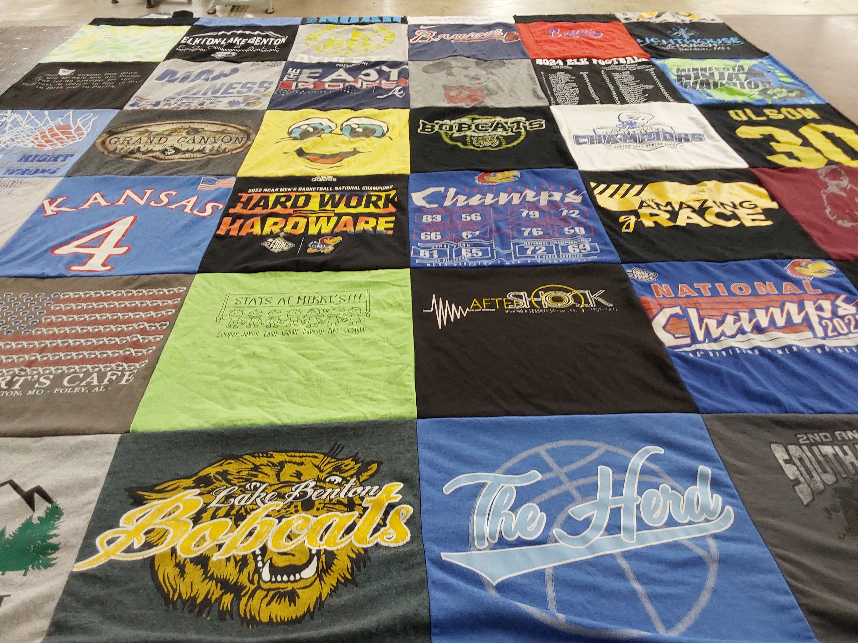T-shirt quilt featuring bobcats, braves by Amanda from MN