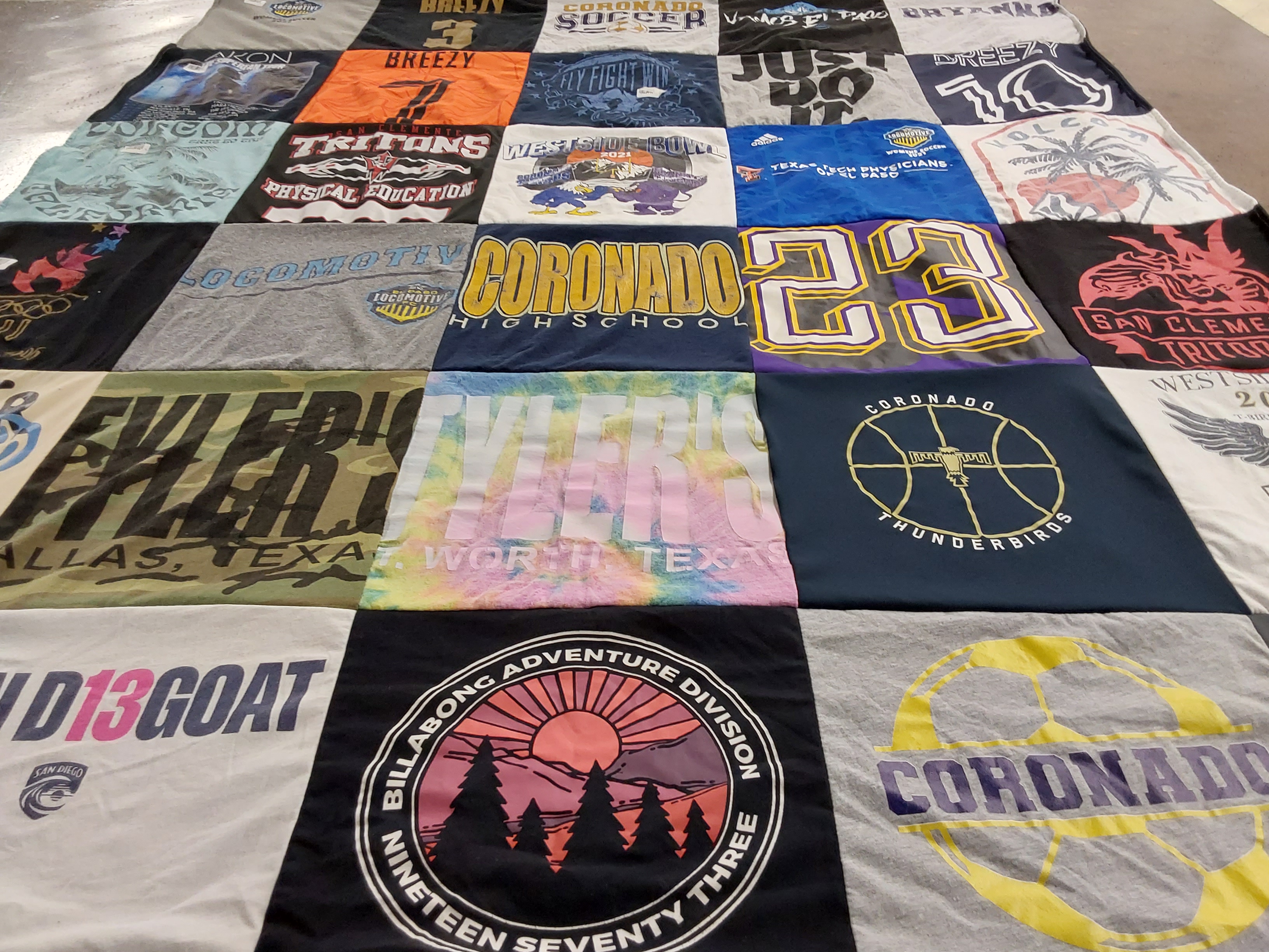 T-shirt quilt featuring coronado thunderbirds by Kelly from TX