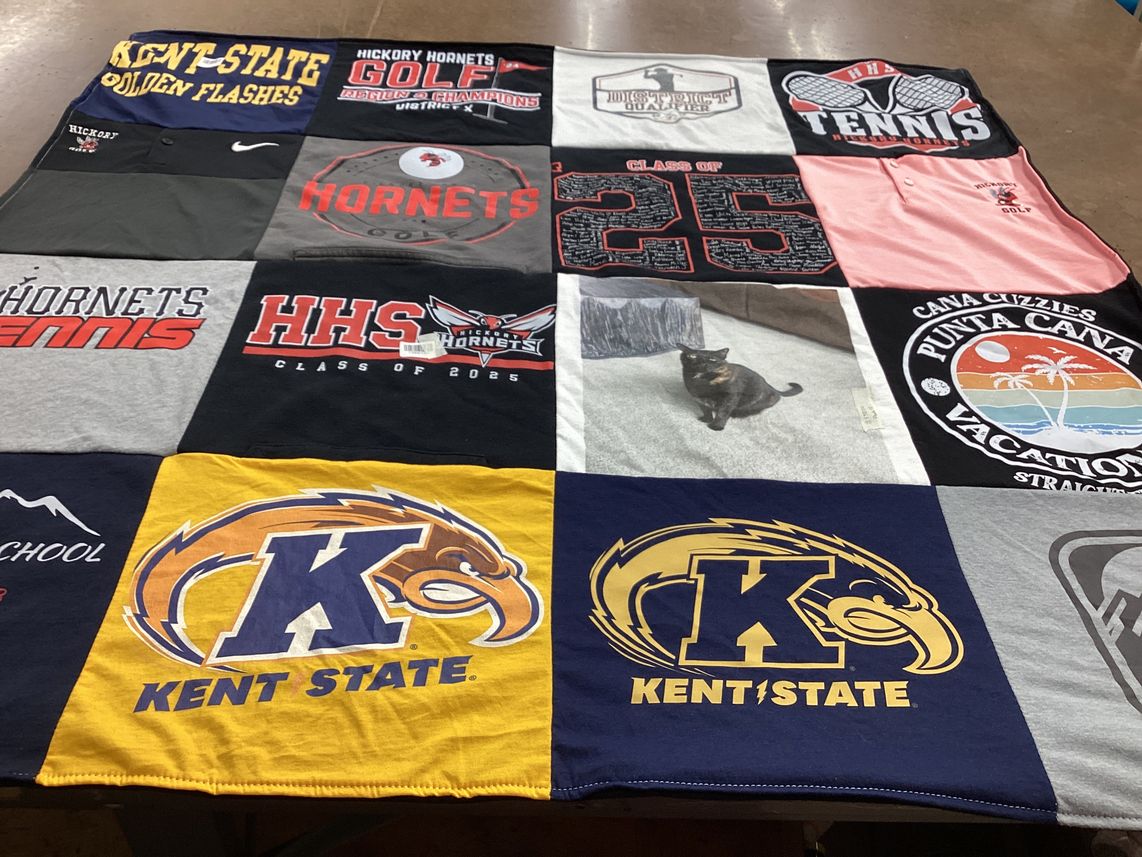 T-shirt quilt featuring kent state university, hickory hornets tennis by Nichole from PA