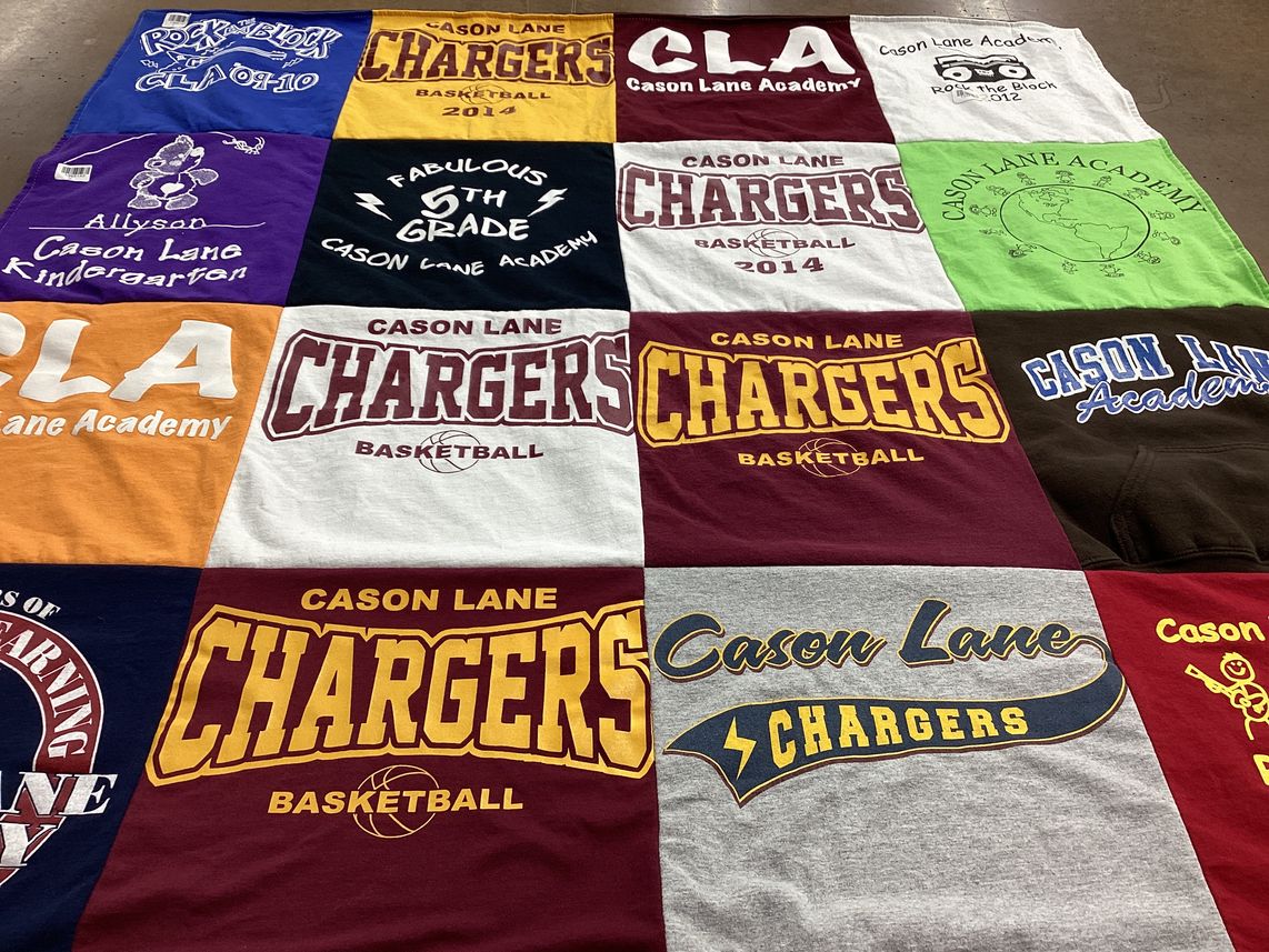 T-shirt quilt featuring cason lane academy chargers basketball by Mildred from TN