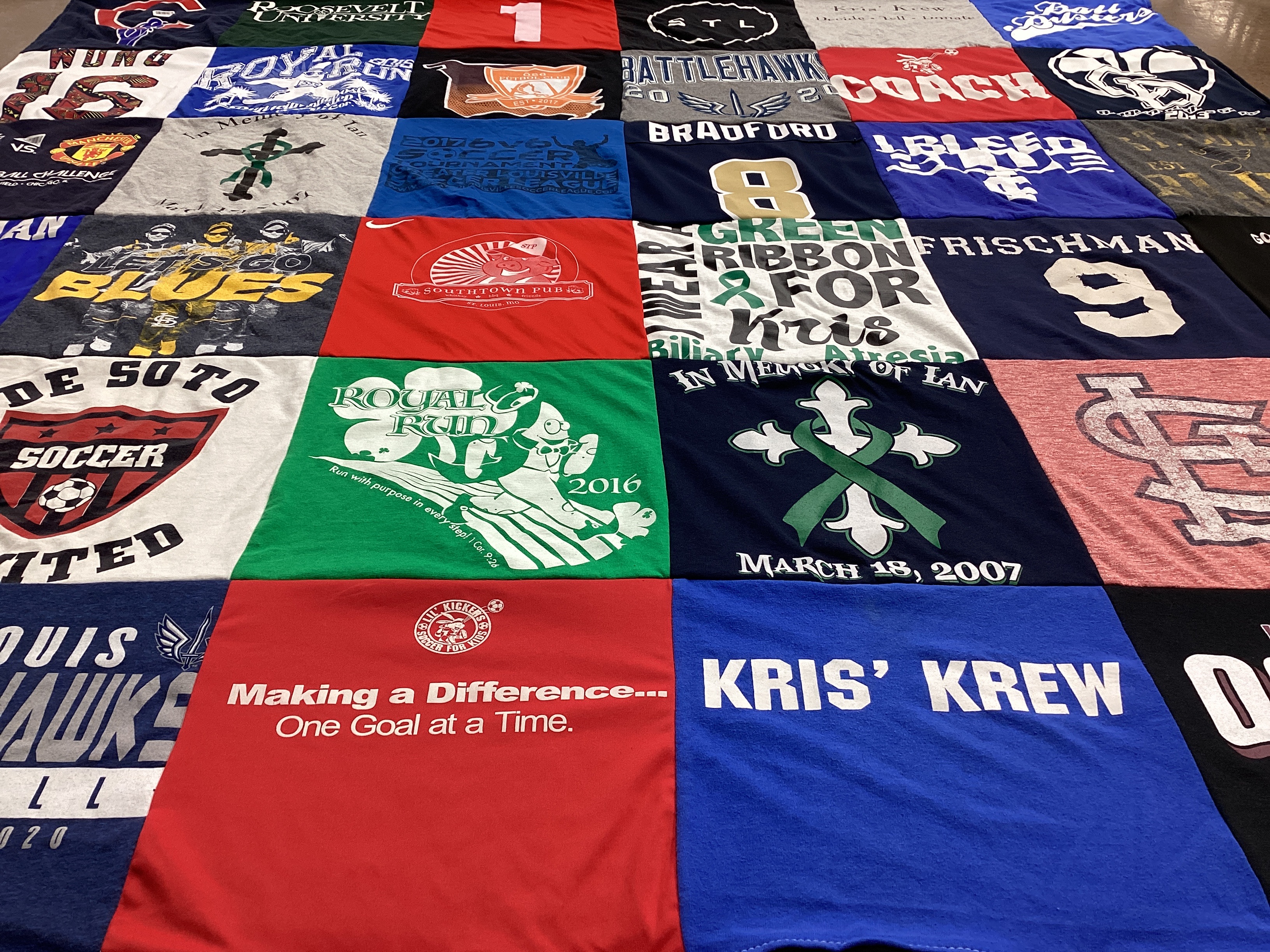 T-shirt quilt featuring de soto united soccer team by Kris from MO