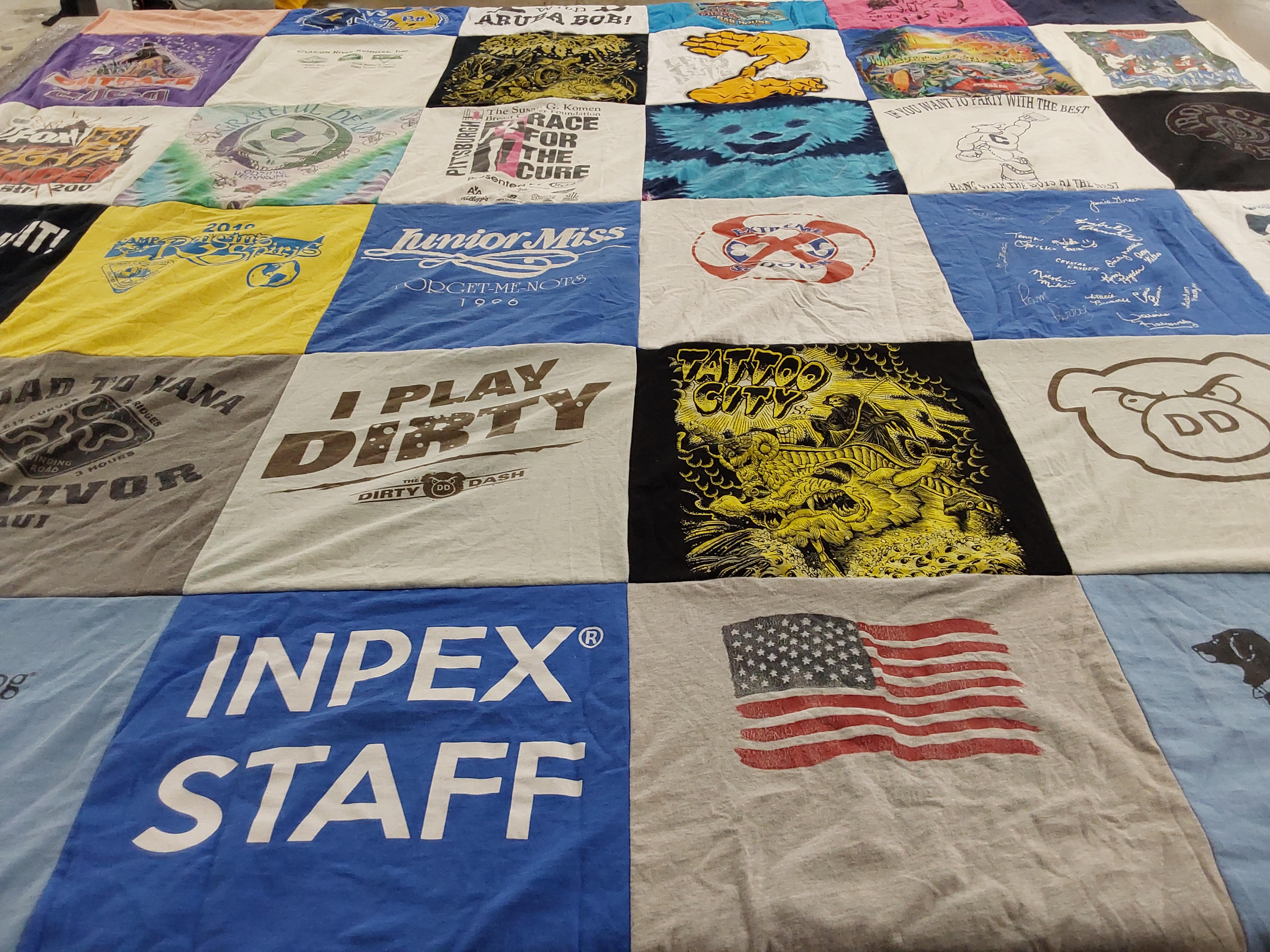 T-shirt quilt with tattoos, sports themes by Nicole from PA
