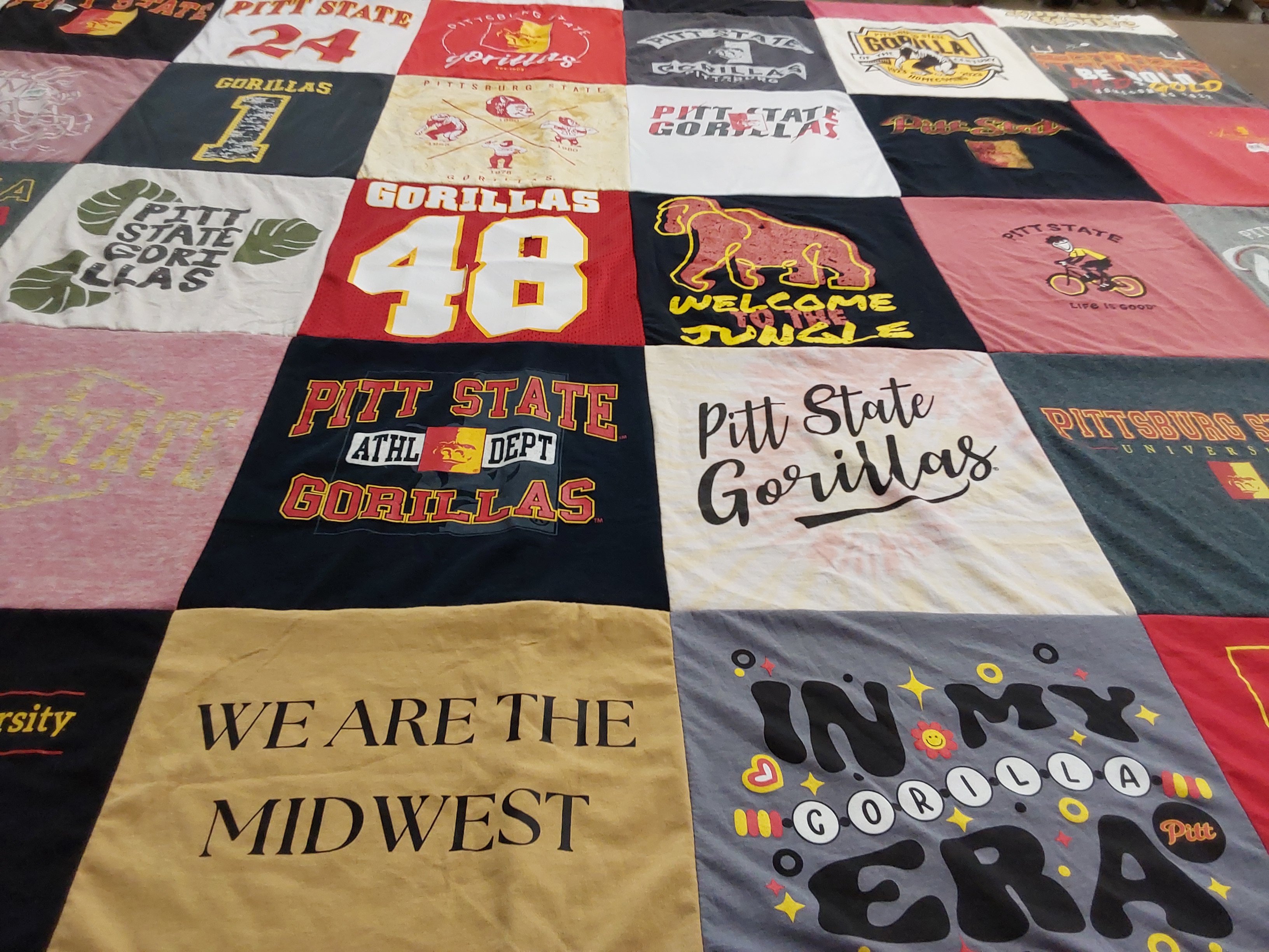 T-shirt quilt featuring pittsburgh state gorillas by Kevin from OK