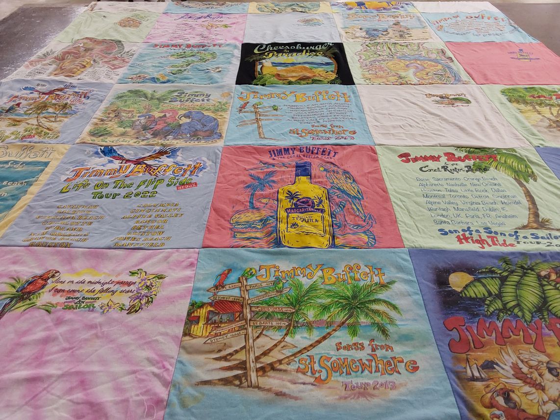 T-shirt quilt with music, concerts themes by Lauren from NY