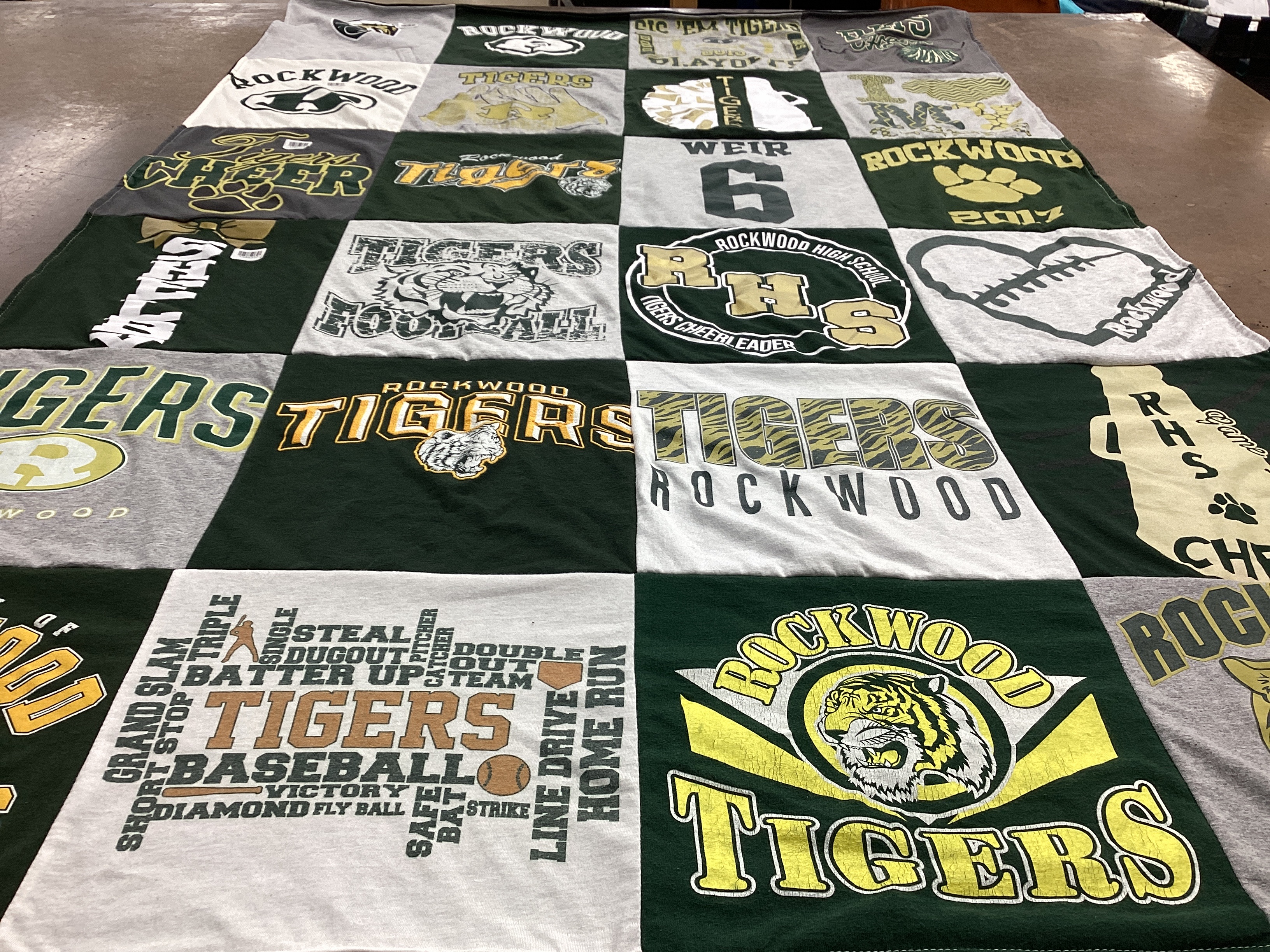 T-shirt quilt featuring rockwood tigers by shelby from TN