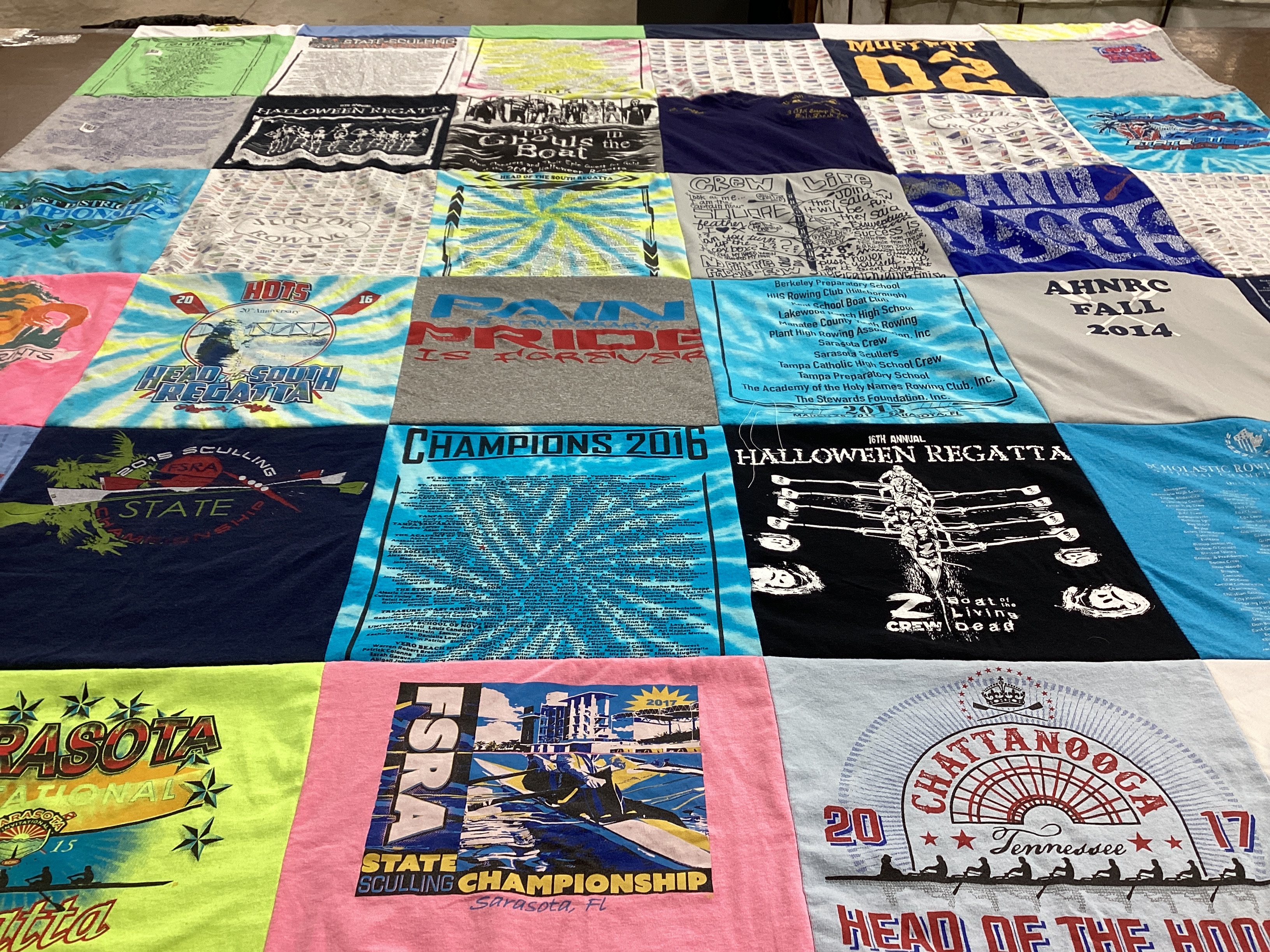 T-shirt quilt from lakewood ranch high school, tampa catholic high school by Rosalind from VT