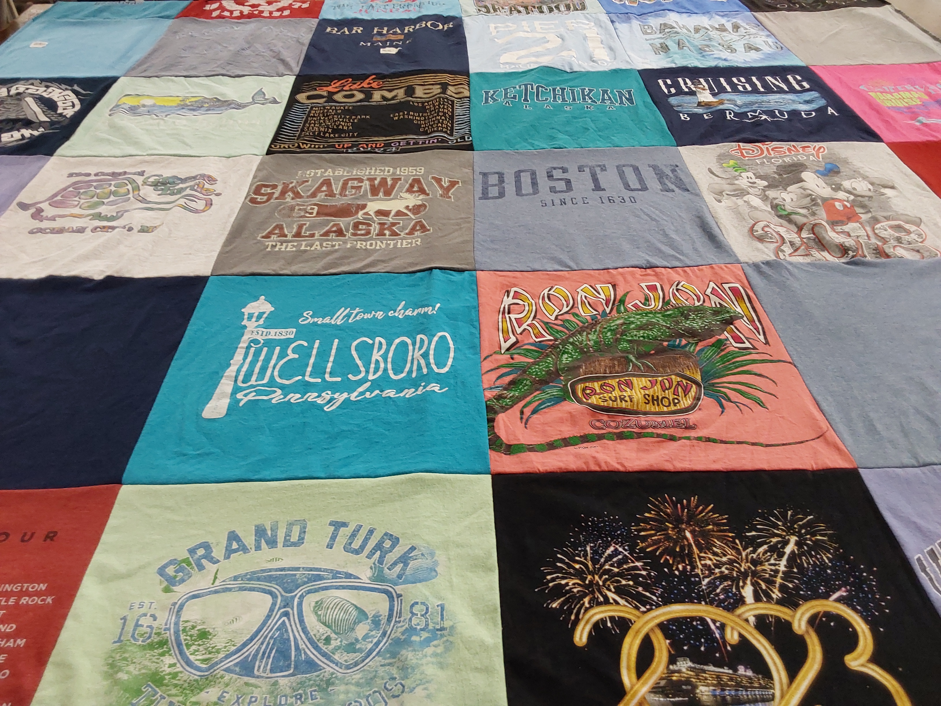 T-shirt quilt with travel, beaches themes by LADAWN from PA