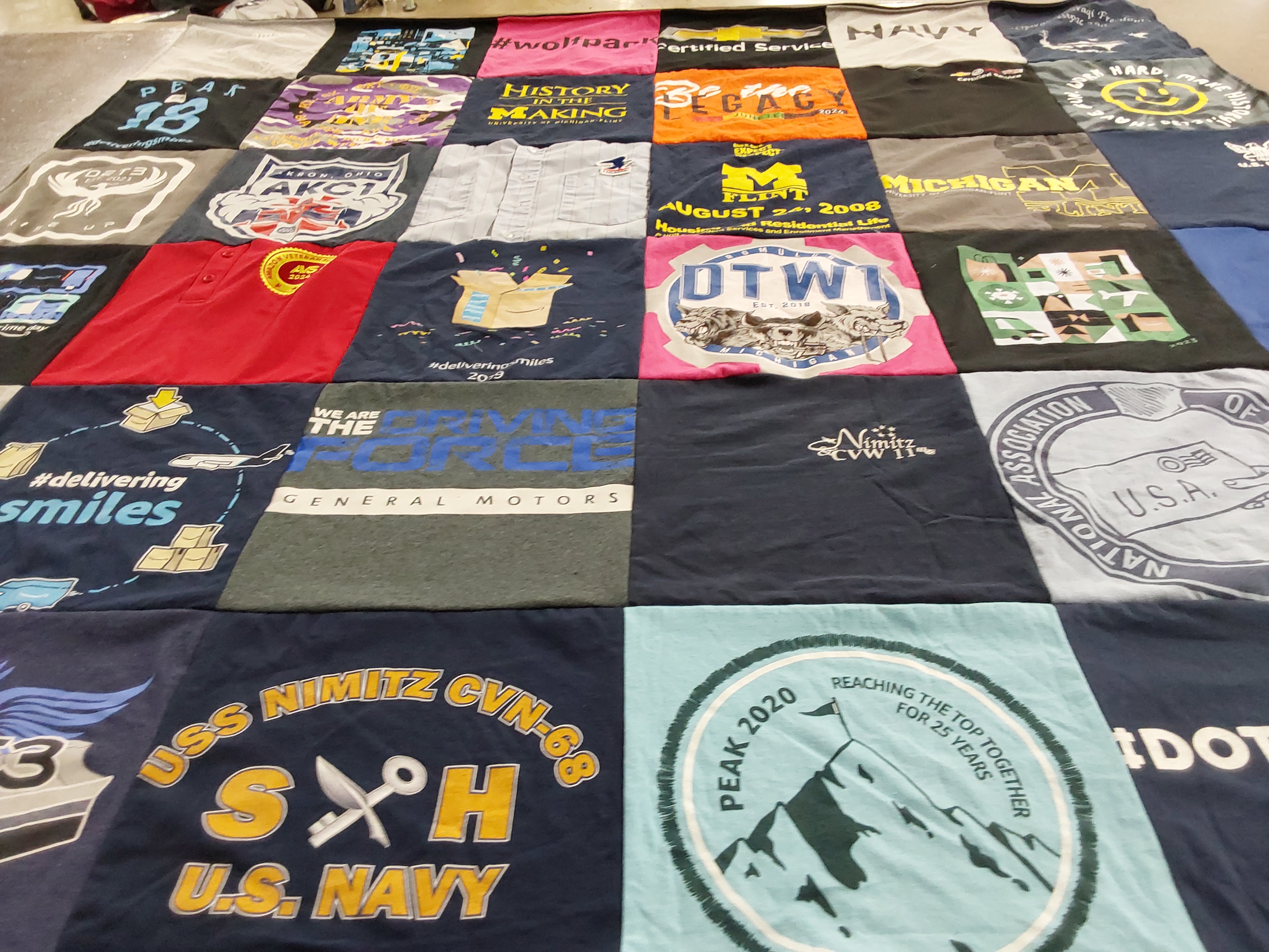 T-shirt quilt with military, history themes by Jade from MI