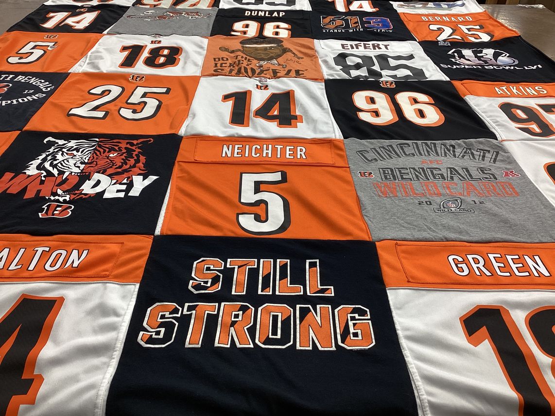 T-shirt quilt featuring cincinnati bengals by Curt from OH